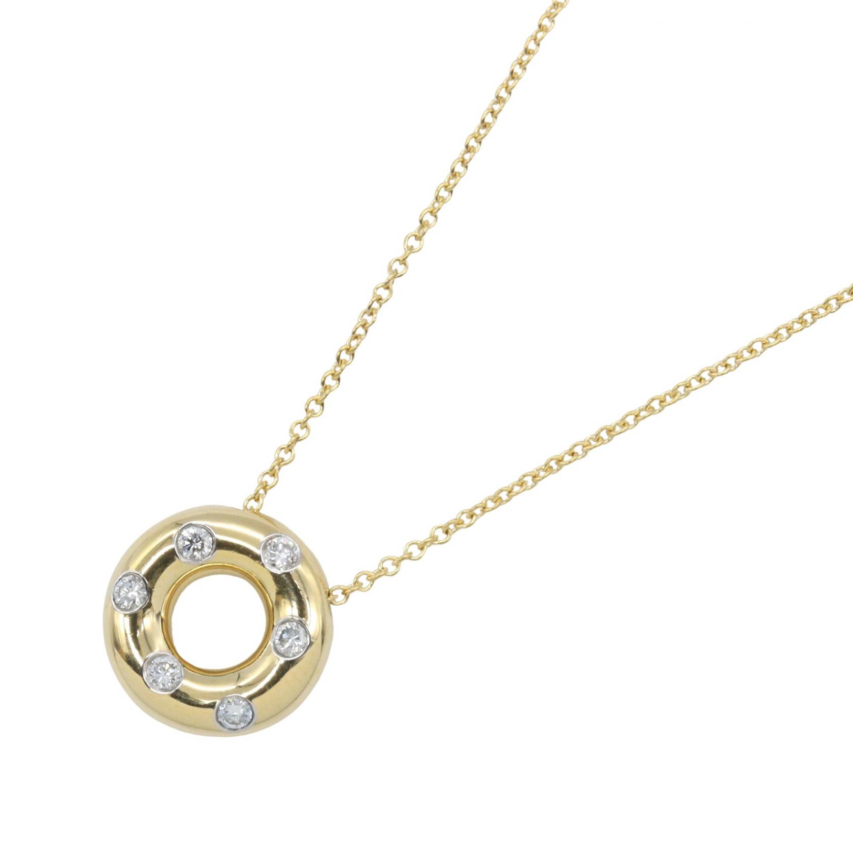 ティファニー TIFFANY＆CO ドッツ ネックレス 6PD ネックレス ジュエリー K18（イエローゴールド） Pt950プラチナ ダイヤモンド レディース ゴールド系 / シルバー系 / クリア系 【中古】