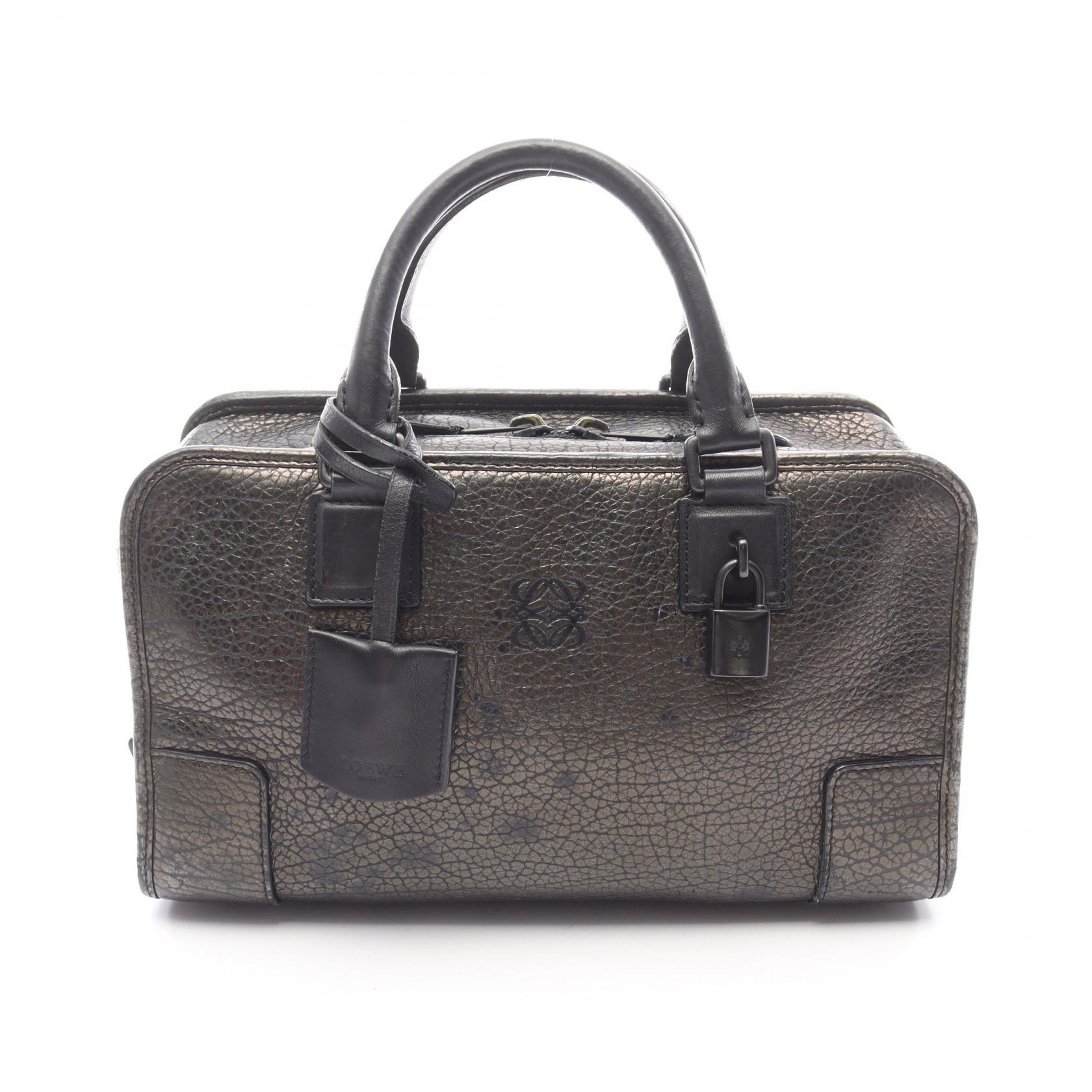 【10%OFFクーポン 7/26 9:59〆】 ロエベ LOEWE アマソナ28 ハンドバッグ バッグ レザー レディース ブラウン系 / ブラック系 / メタリック 【中古】｜Brandoff銀座