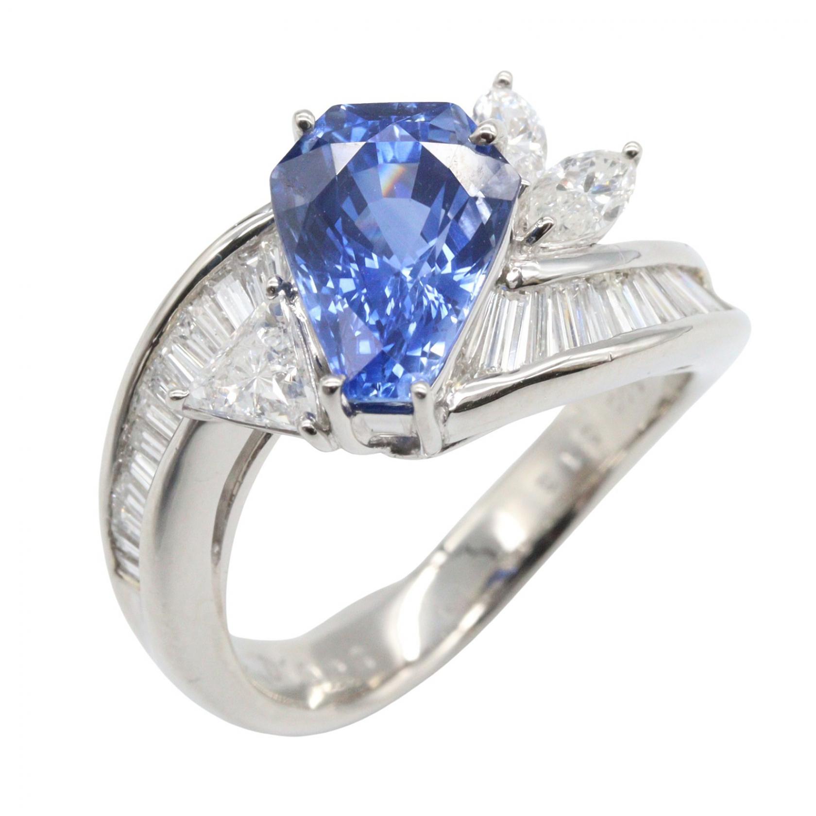 【P5倍×5%OFFクーポン】ジュエリー JEWELRY サファイア ダイヤモンド リング リング・指輪 ジュエリー Pt900プラチナ ダイヤモンド サファイア レディース シルバー系 / ブルー系 / クリア系 ｻﾌｧｲｱ 8.8g 【中古】