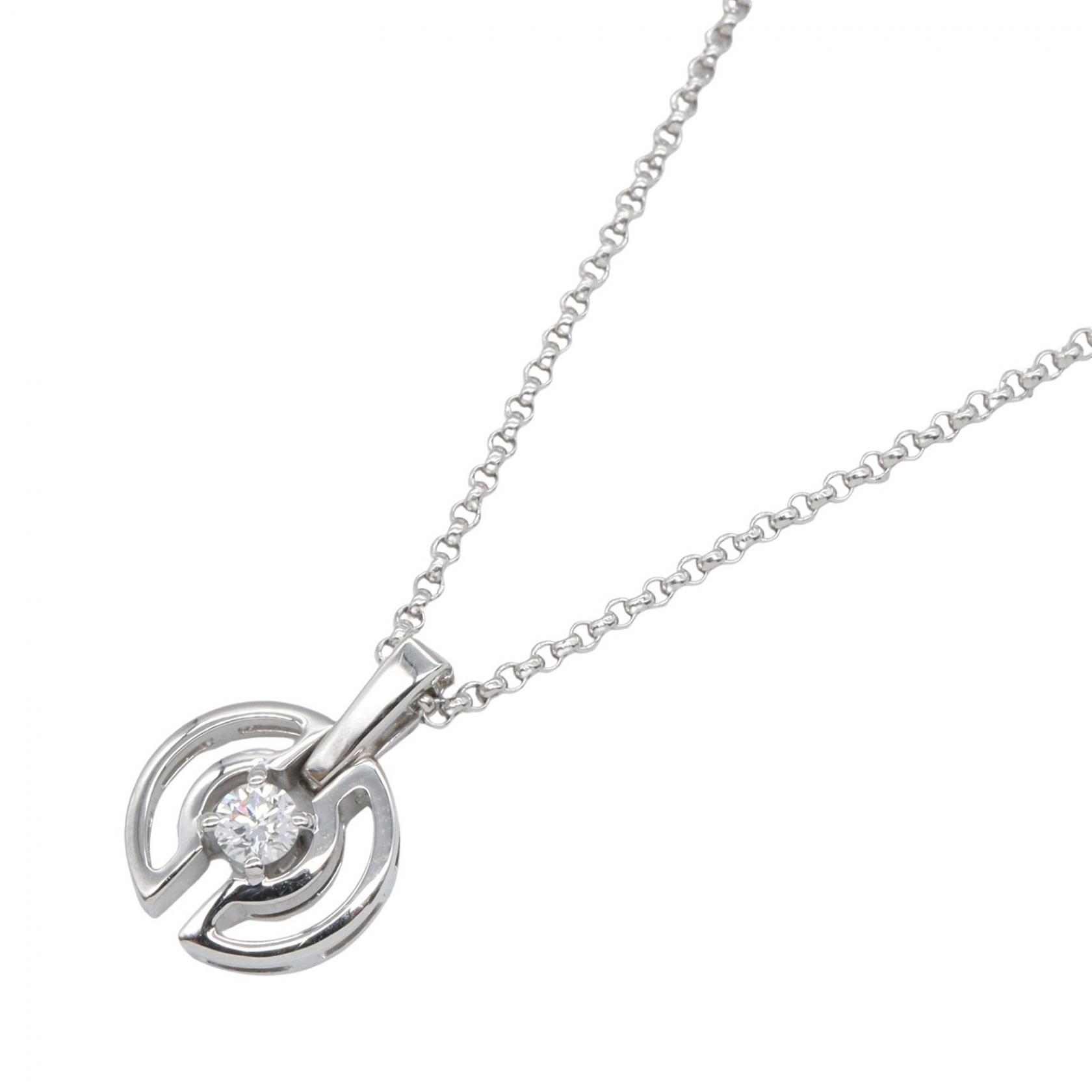 【P5倍×5%OFFクーポン】ブルガリ BVLGARI パレンテシ ネックレス 1PD ネックレス ジュエリー K18WG（ホワイトゴールド） ダイヤモンド レディース シルバー系 / クリア系 【中古】