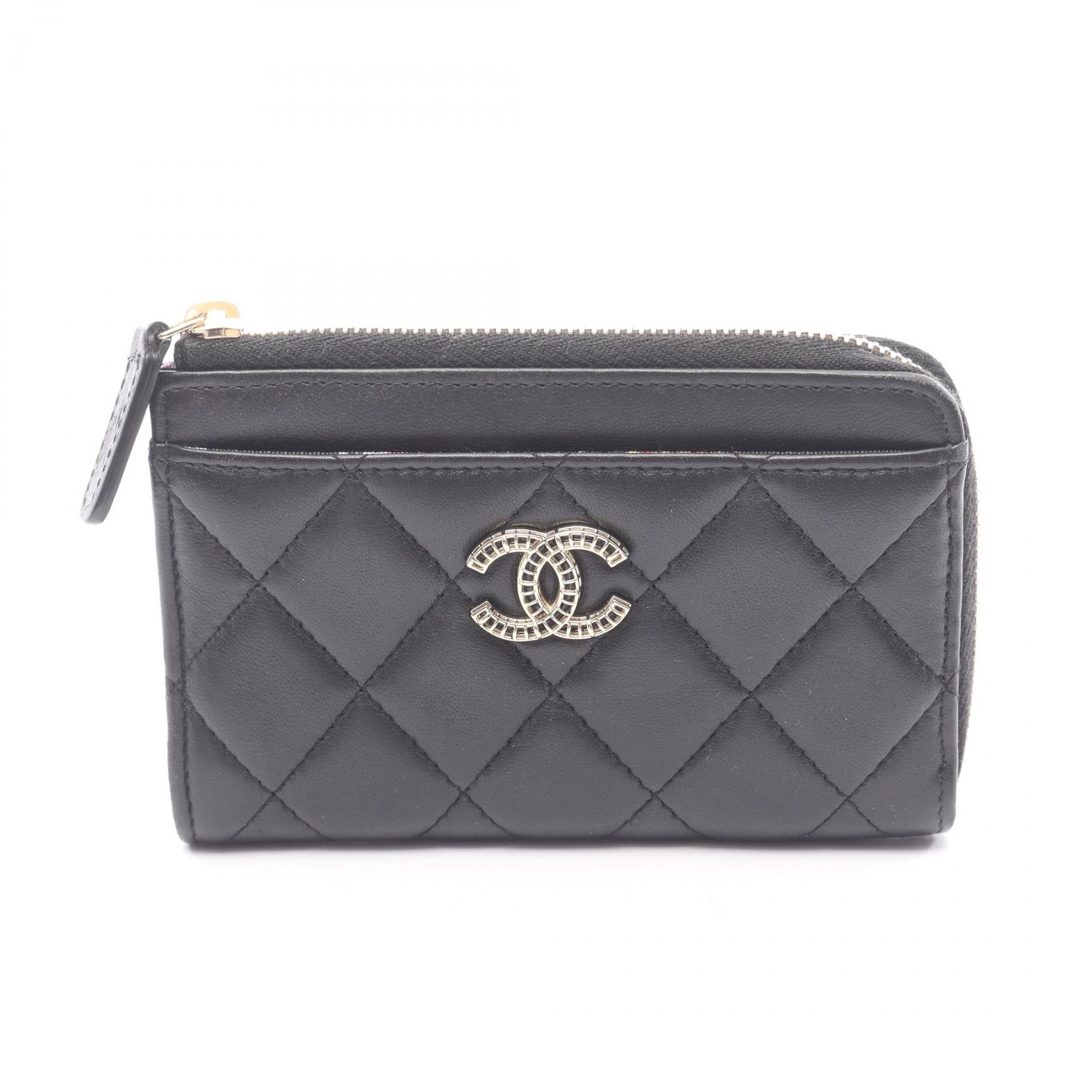 【P5倍×5%OFFクーポン】シャネル CHANEL マトラッセ フラグメントケース コインケース 財布 ラムスキン（羊革） レディース ブラック系 【中古】