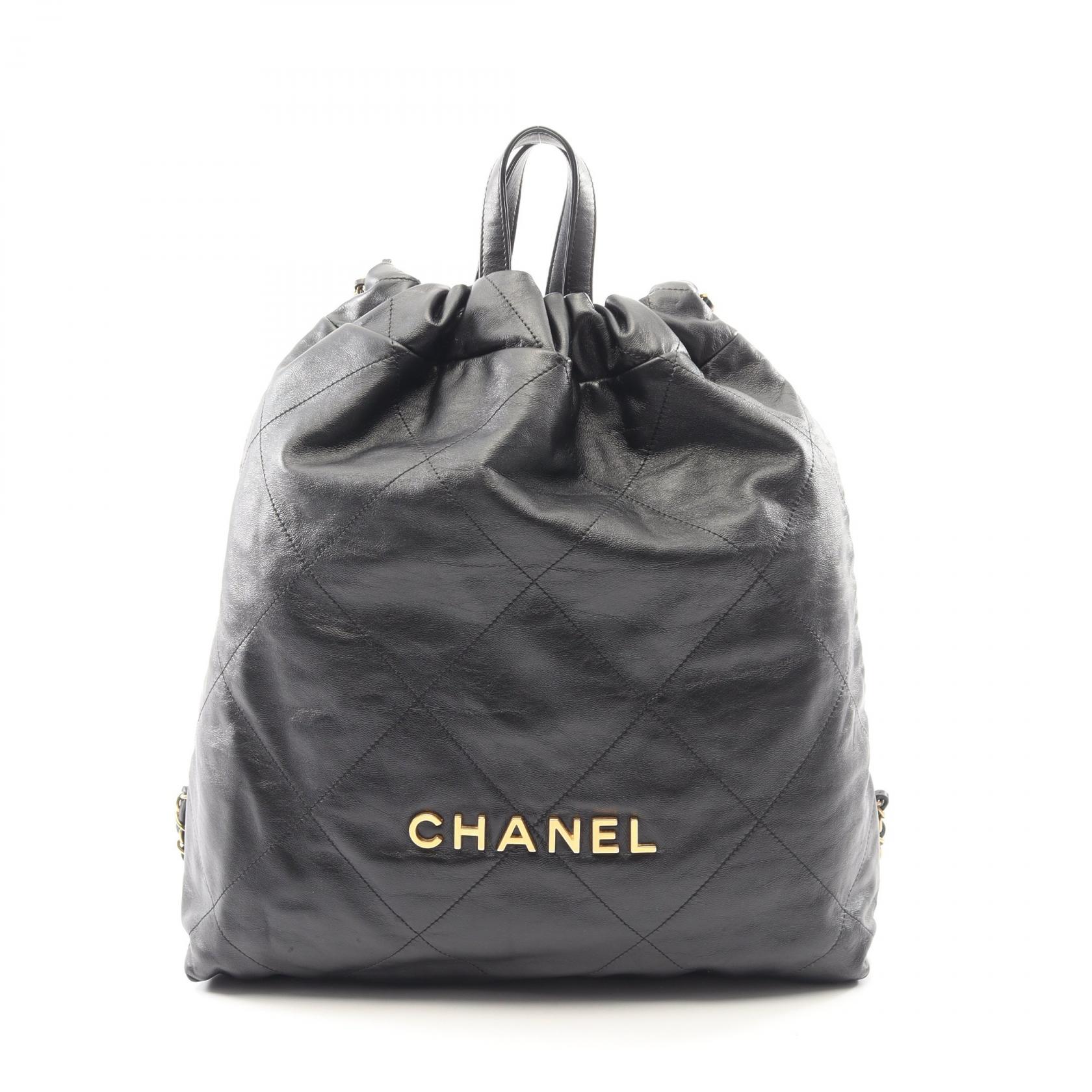 【10%OFFクーポン 7/26 9:59〆】 シャネル CHANEL シャネル 22 ラージ リュックサック バックパック バッグ レザー レディース ブラック系 AS3313 【中古】｜Brandoff銀座