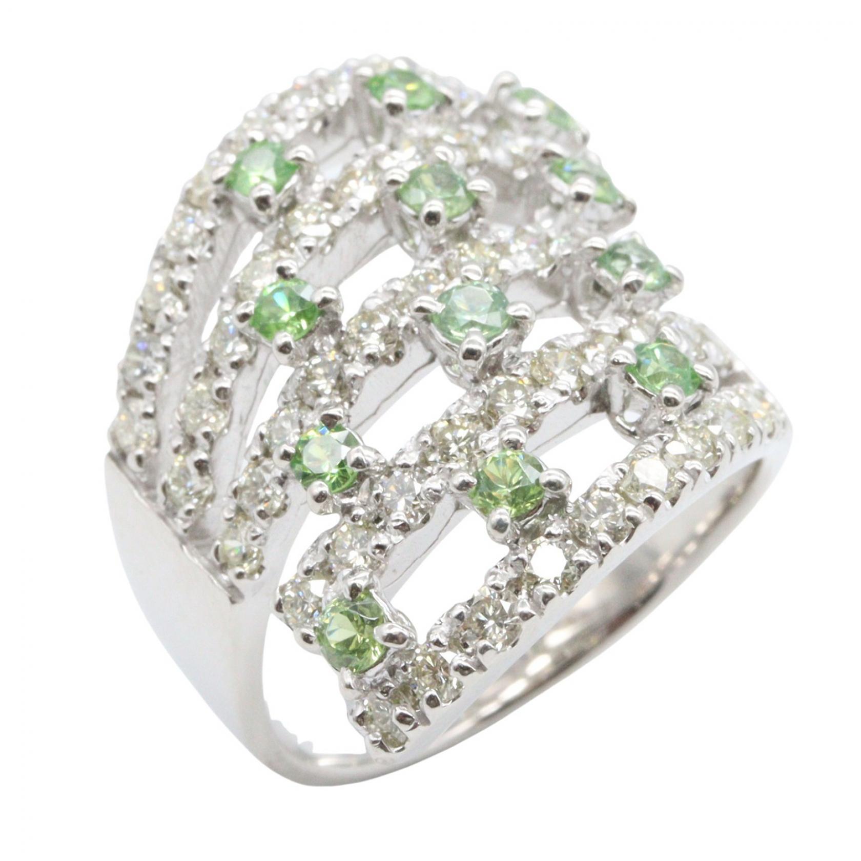 【10%OFFクーポン 7/26 9:59〆】 ジュエリー JEWELRY デマントイドガーネット ダイヤモンド リング リング・指輪 ジュエリー K18WG(ホワイトゴールド) ダイヤモンド デマントイドガーネット レディース シルバー系 デマントイドガーネット 10.0g 【中古】|Brandoff銀座