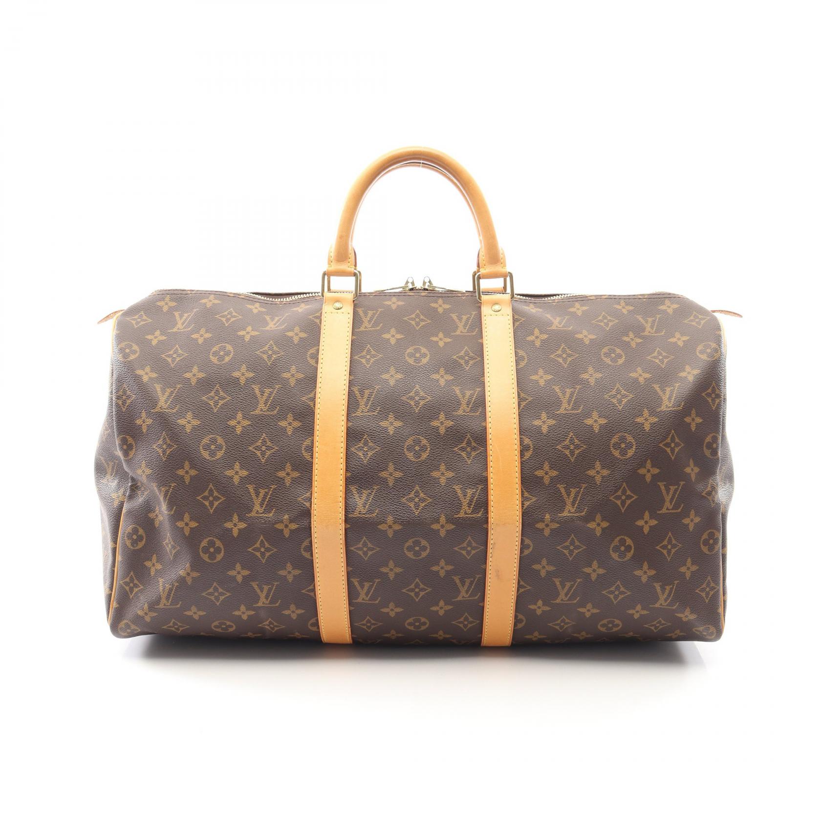 【5%OFFクーポン×ポイント5倍】ルイ・ヴィトン LOUIS VUITTON キーポル50 ボストンバッグ バッグ PVCコーティングキャンバス レザー モノグラム メンズ レディース ブラウン系 M41426 【中古】