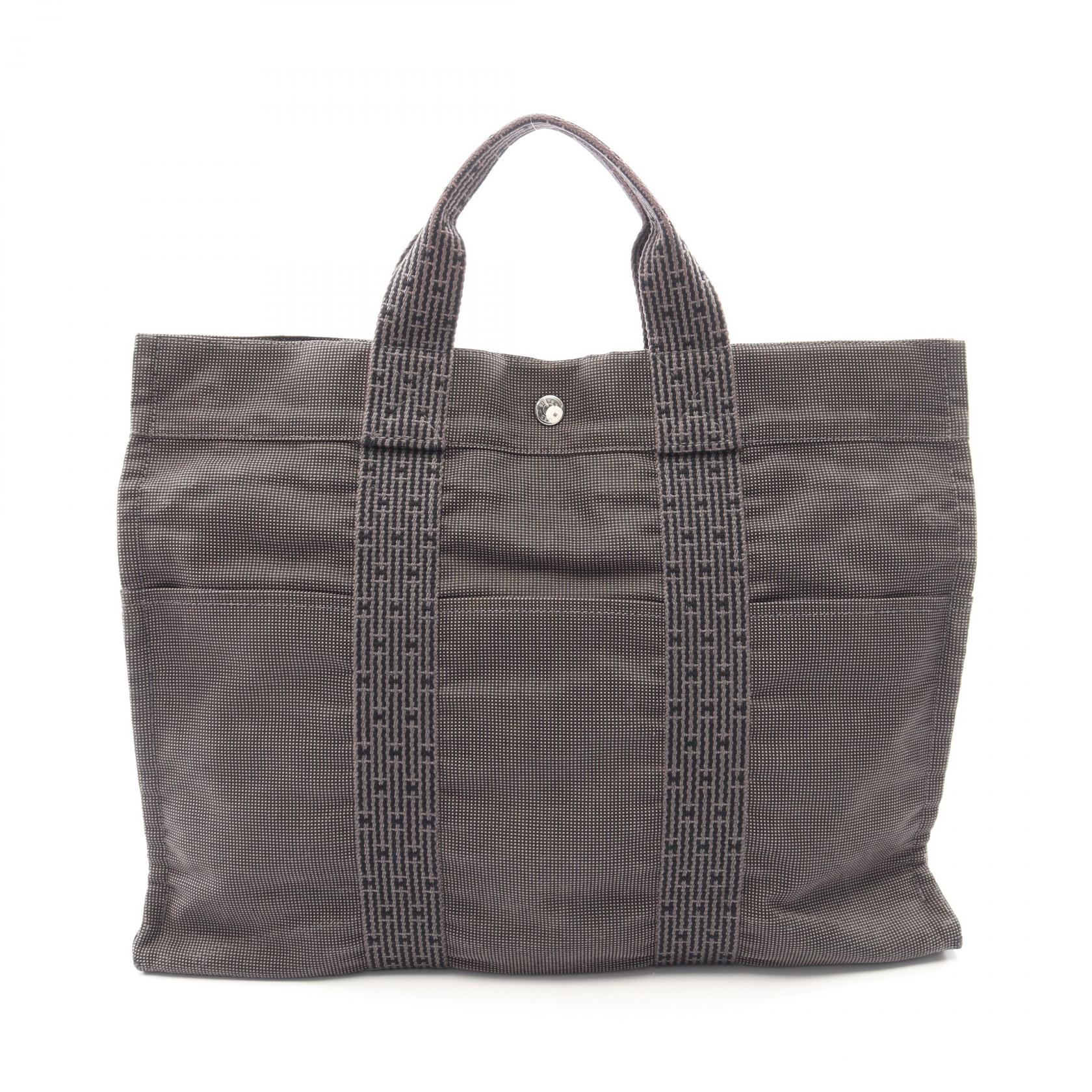 【5%OFFクーポン×ポイント5倍】エルメス HERMES エールラインMM トートバッグ バッグ キャンバス ナイロンキャンバス メンズ レディース グレー系 【中古】