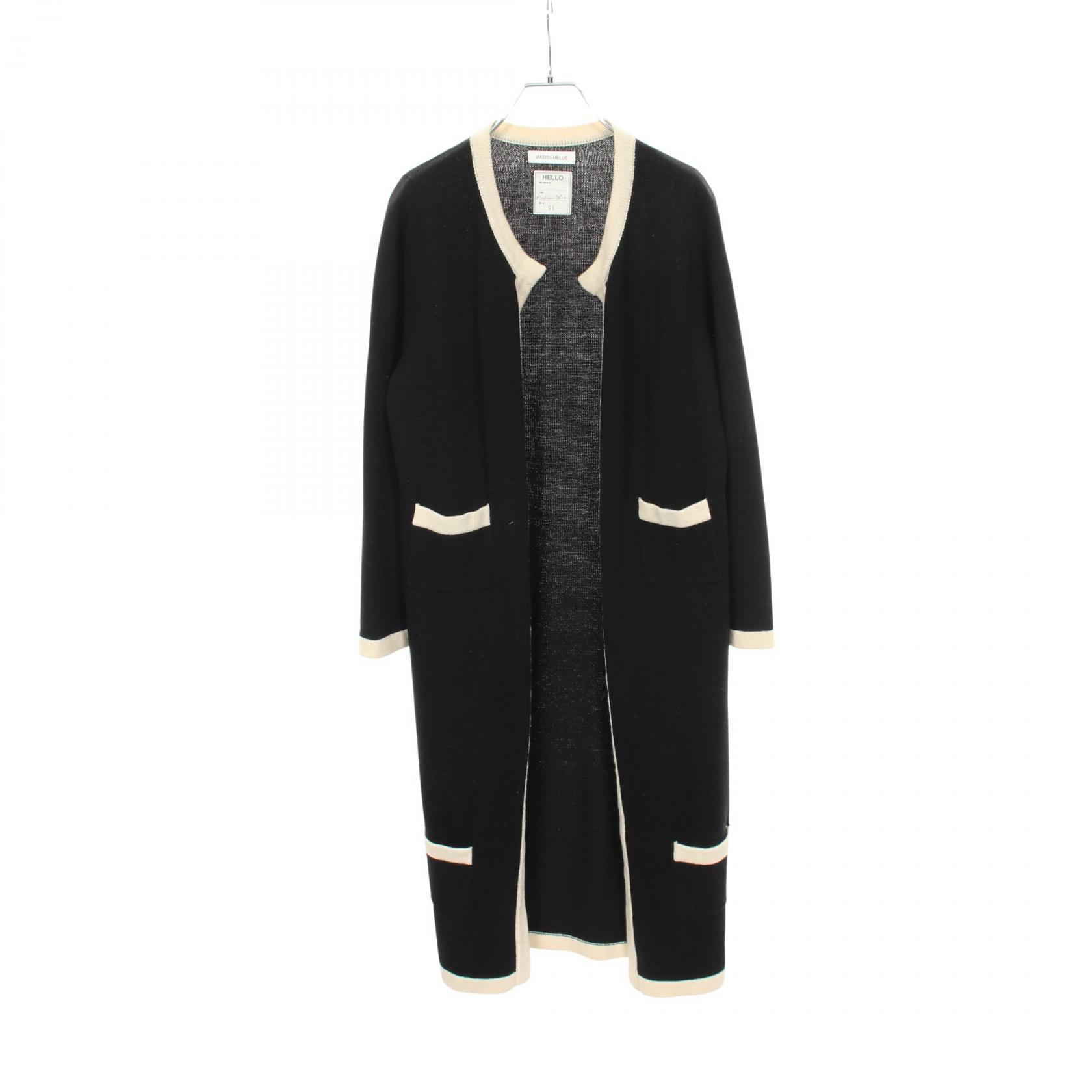 【5%OFFクーポン×ポイント5倍】マディソンブルー MADISONBLUE ロング カーディガン 衣料品 トップス ウール カシミヤ レディース ブラック系 / アイボリー系 MB184-8012 【中古】
