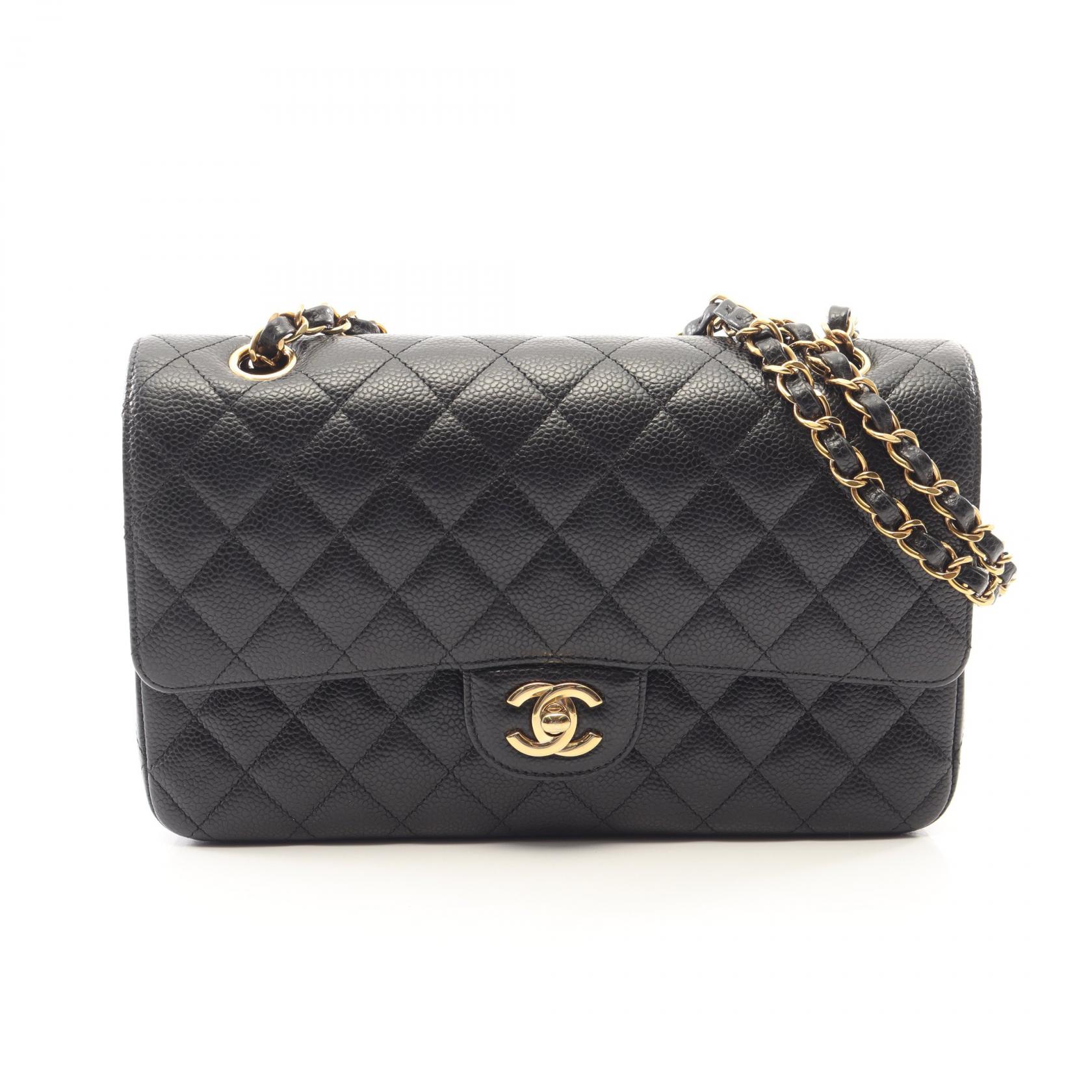 シャネル CHANEL マトラッセ Wフラップ ショルダーバッグ バッグ キャビアスキン(グレインドカーフ) レディース ブラック系 【中古】