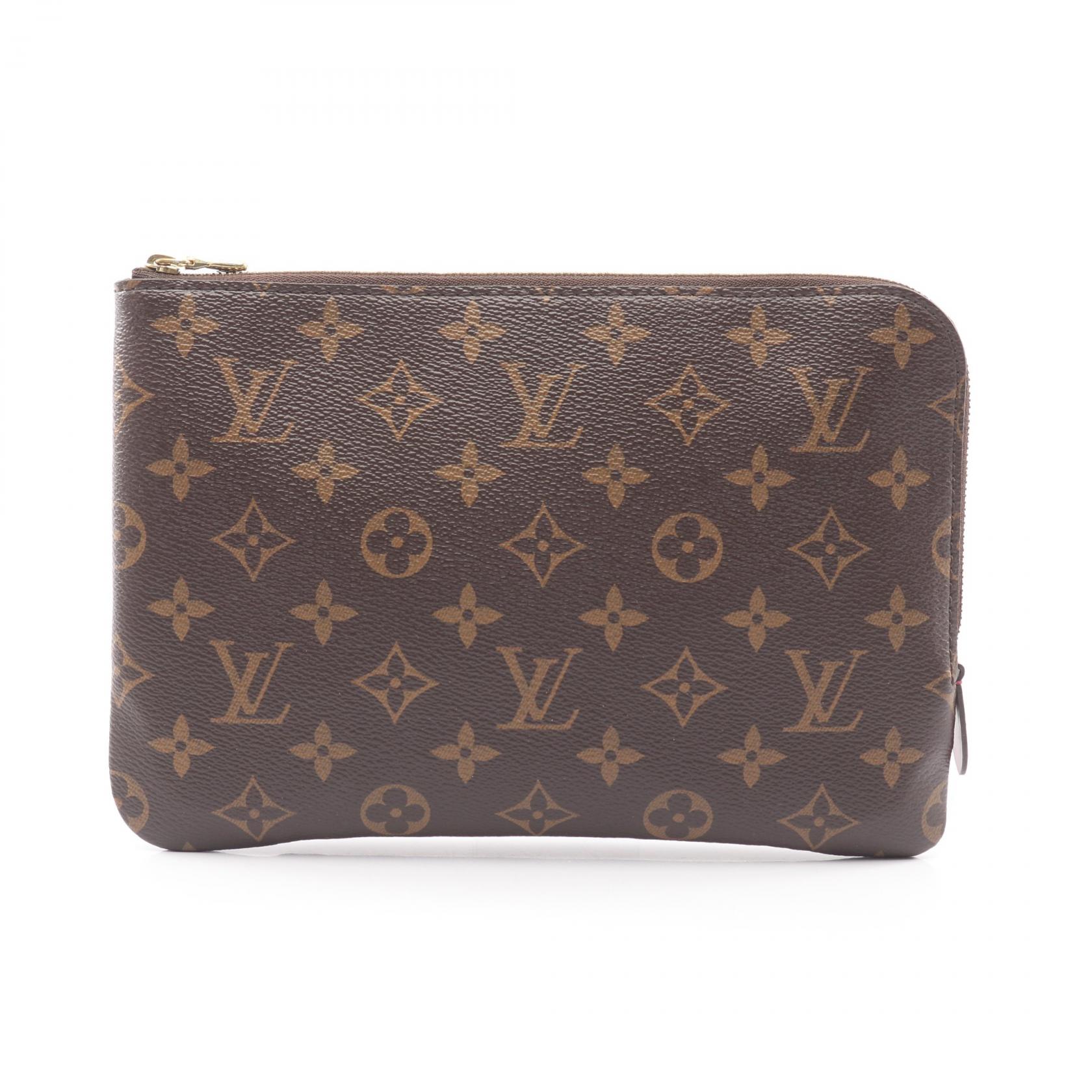 【P5倍×15%OFFクーポン】ルイ・ヴィトン LOUIS VUITTON エテュイ ヴォワヤージュPM セカンドバッグ クラッチバッグ バッグ PVCコーティングキャンバス メンズ レディース ブラウン系 M44148 【中古】