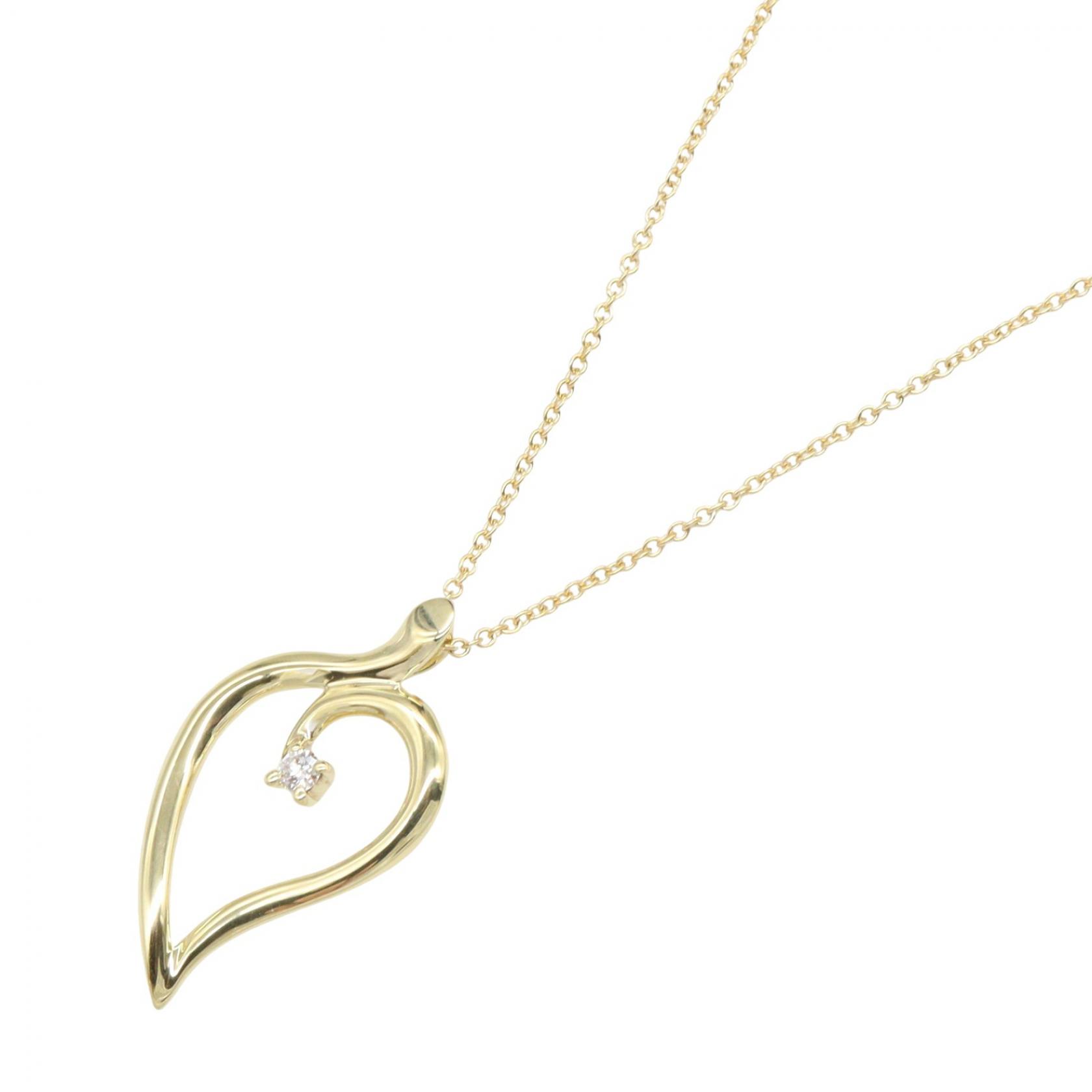 【10%OFFクーポン 7/26 9:59〆】 ティファニー TIFFANY&CO リーフ ネックレス ダイヤ ネックレス ジュエリー K18(イエローゴールド) ダイヤモンド レディース ゴールド系 / クリア系 【中古】|Brandoff銀座