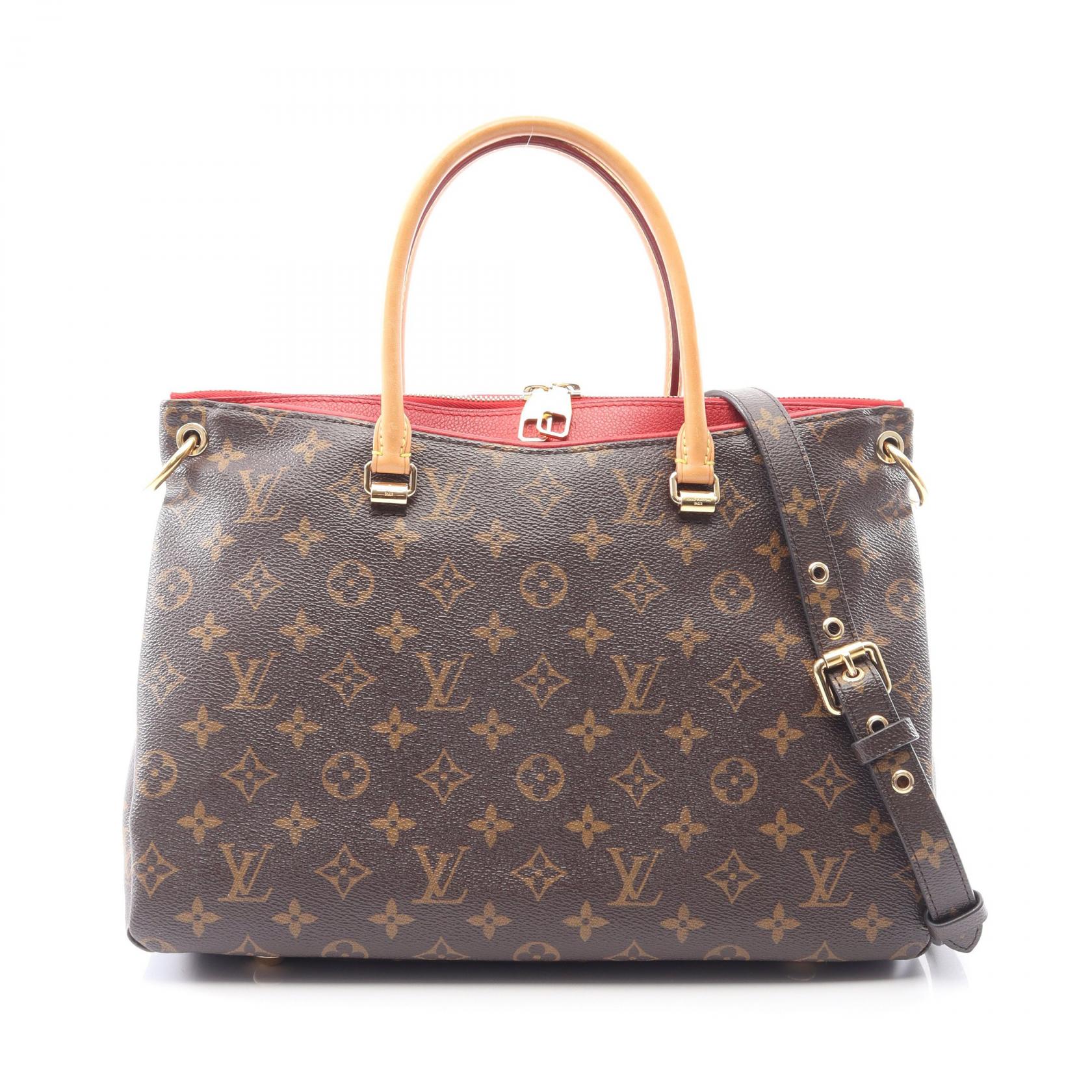 ルイ・ヴィトン LOUIS VUITTON パラス 2WAY ハンドバッグ バッグ PVCコーティングキャンバス レザー モノグラム レディース ブラウン系 / レッド系 M41175 【中古】