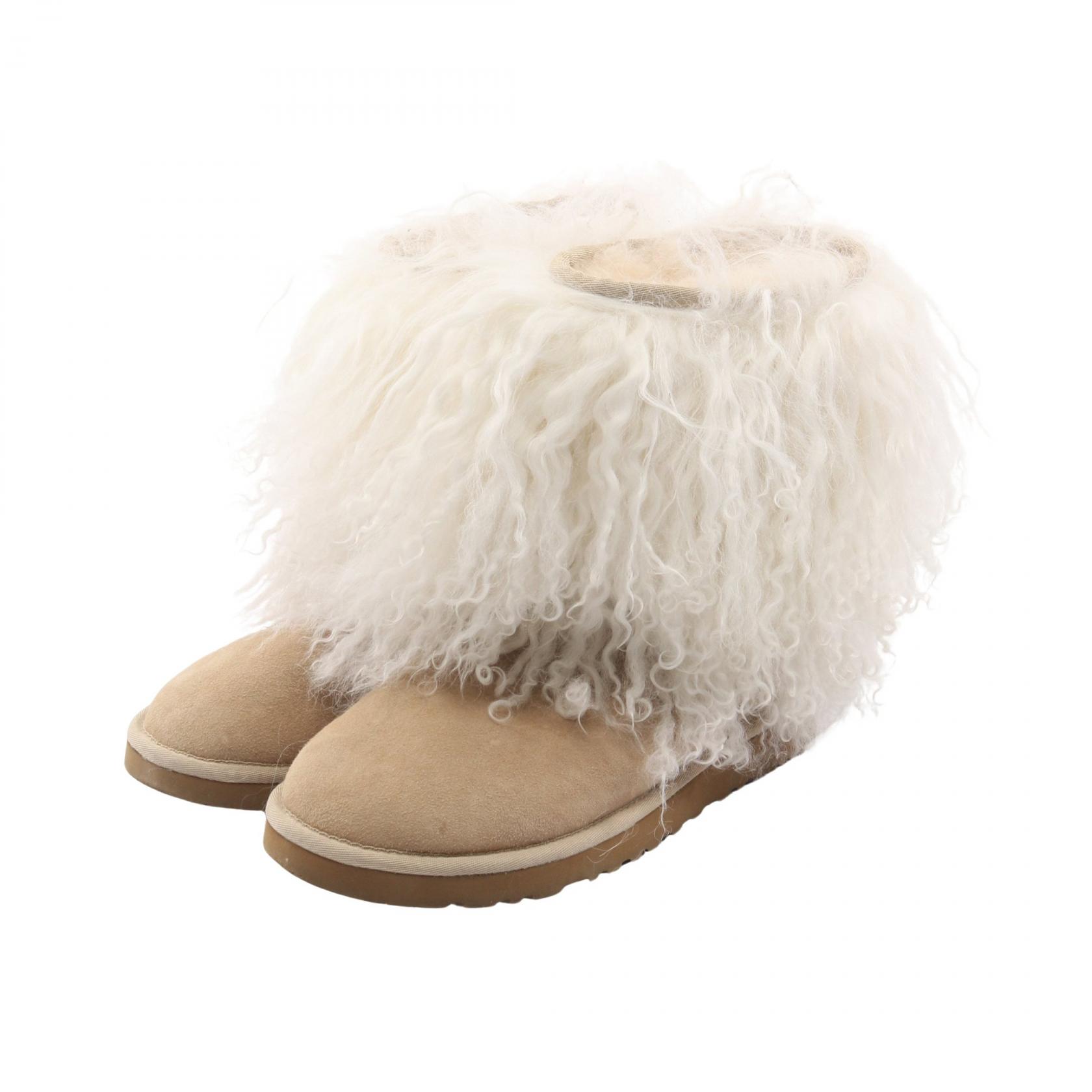 アグ UGG ファー ブーツ 靴 ムートン レディース ホワイト系 / ベージュ系 F8010EM 【中古】