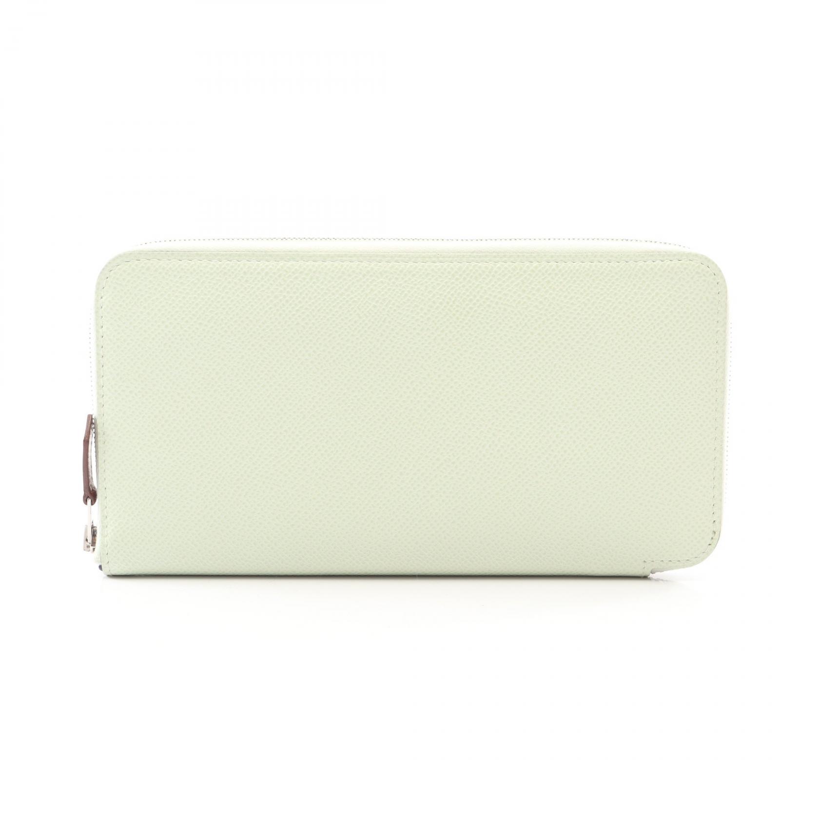 【10%OFFクーポン 7/26 9:59〆】 エルメス HERMES アザップロング シルクイン ヴェールフィズ ラウンド長財布 財布 ヴォーエプソン ヴォーエプソン レディース グリーン系 【中古】|Brandoff銀座