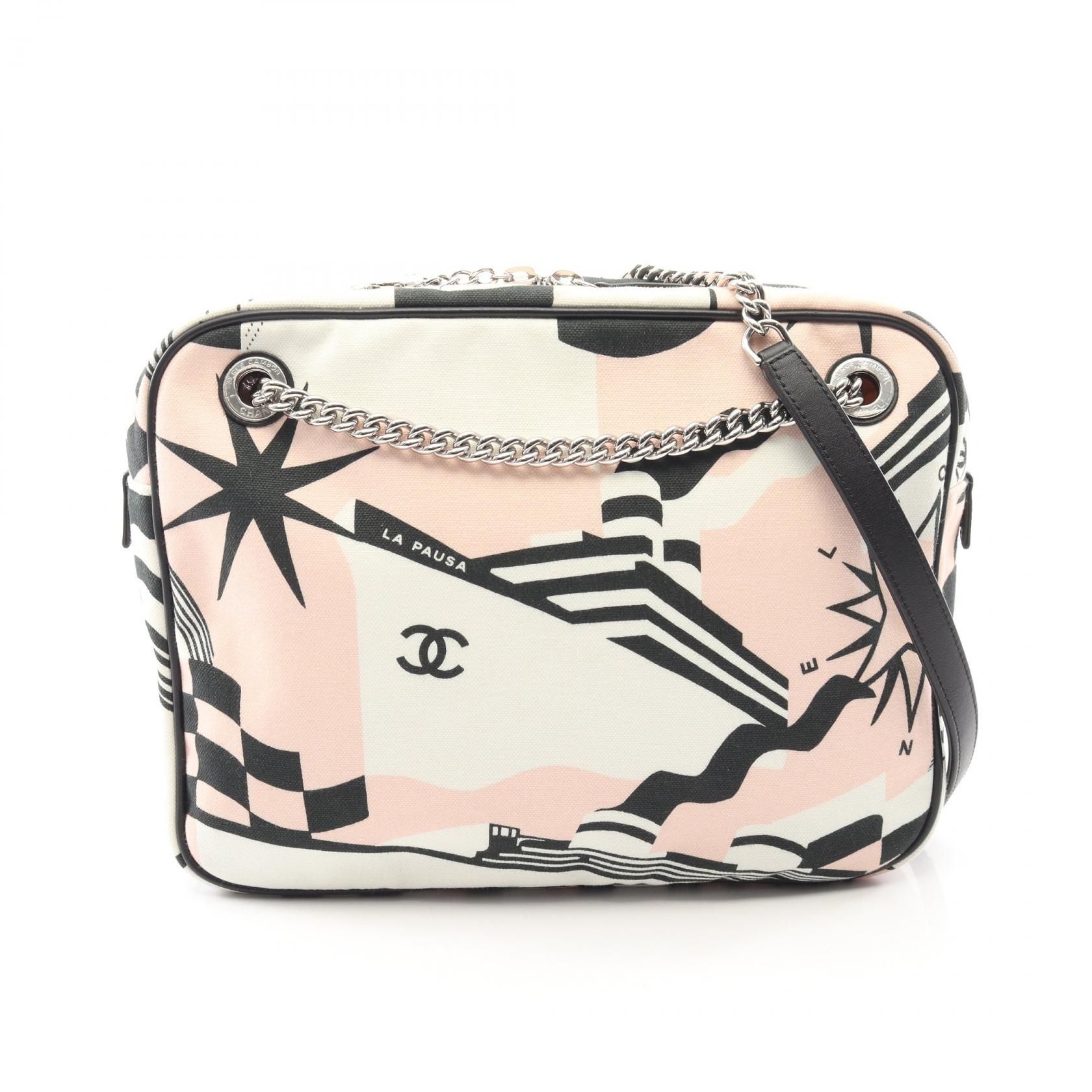 シャネル CHANEL LA PAUSA ラパウザ クルーズライン ショルダーバッグ バッグ キャンバス レザー レディース ホワイト系 / マルチカラー 【中古】｜Brandoff銀座