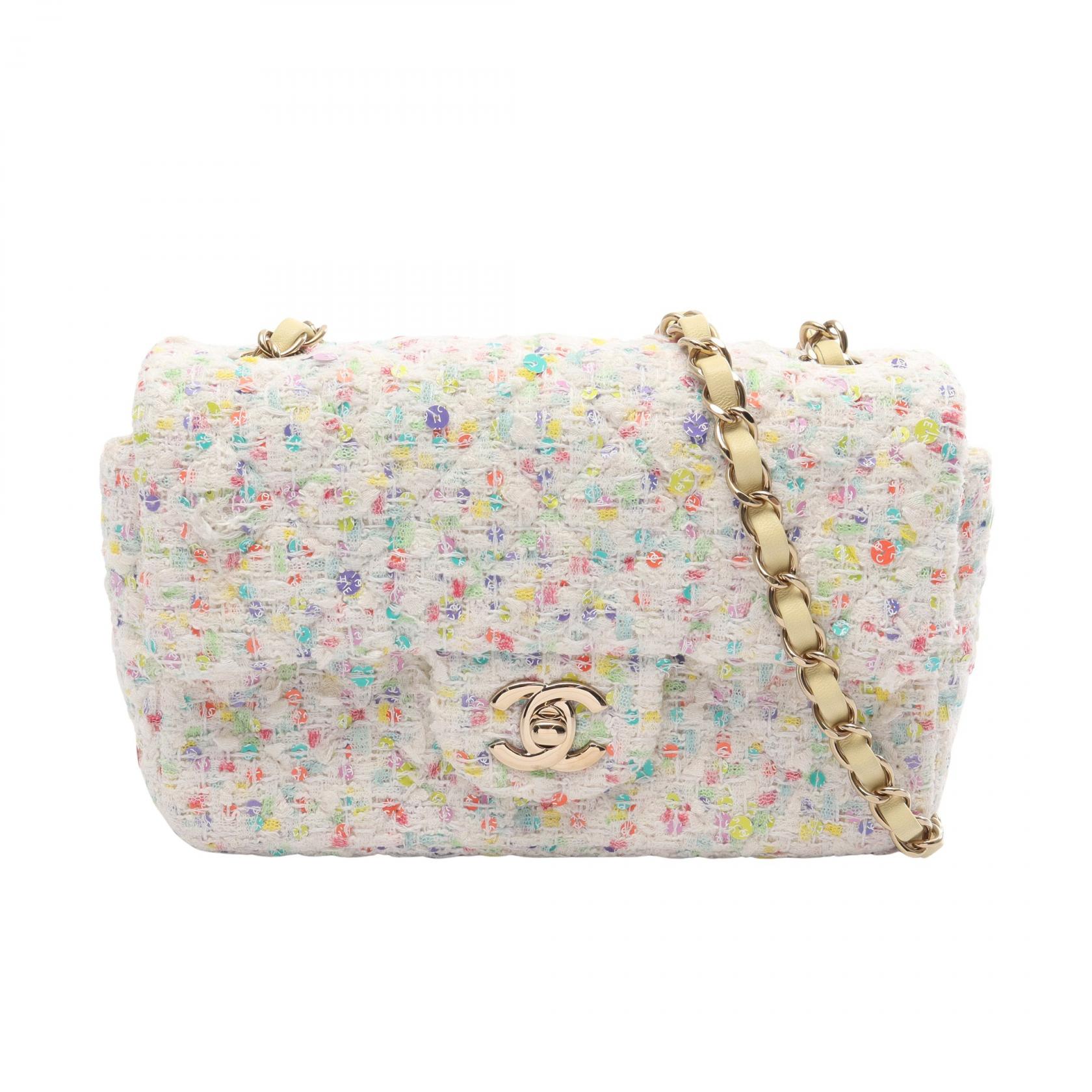 【5%OFFクーポン×ポイント5倍】シャネル CHANEL ミニマトラッセ20 ショルダーバッグ バッグ ファブリック レディース ホワイト系 / マルチカラー 【中古】