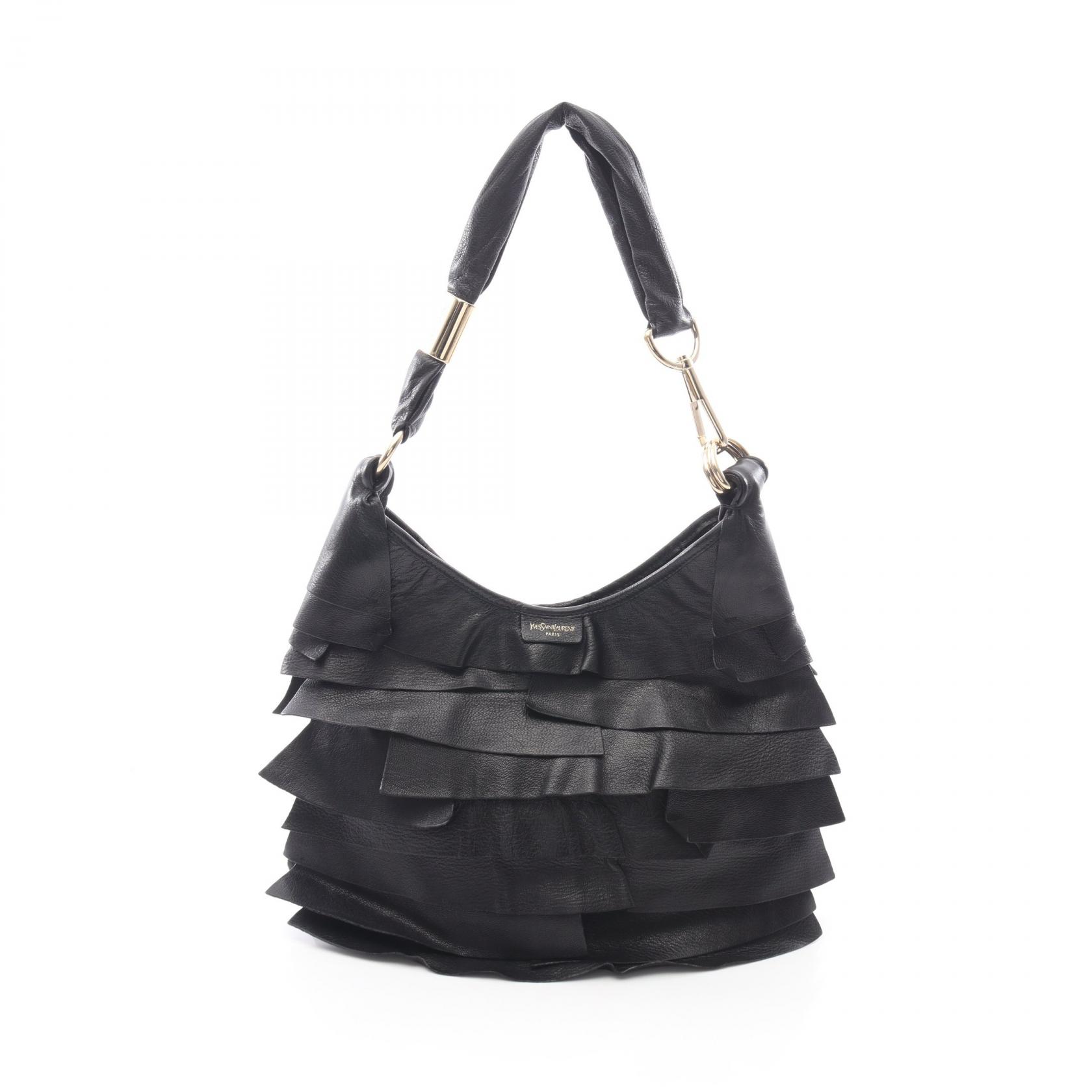 【5%OFFクーポン×ポイント5倍】サンローランパリ SAINT LAURENT PARIS サントロペ ショルダーバッグ バッグ レザー レディース ブラック系 【中古】