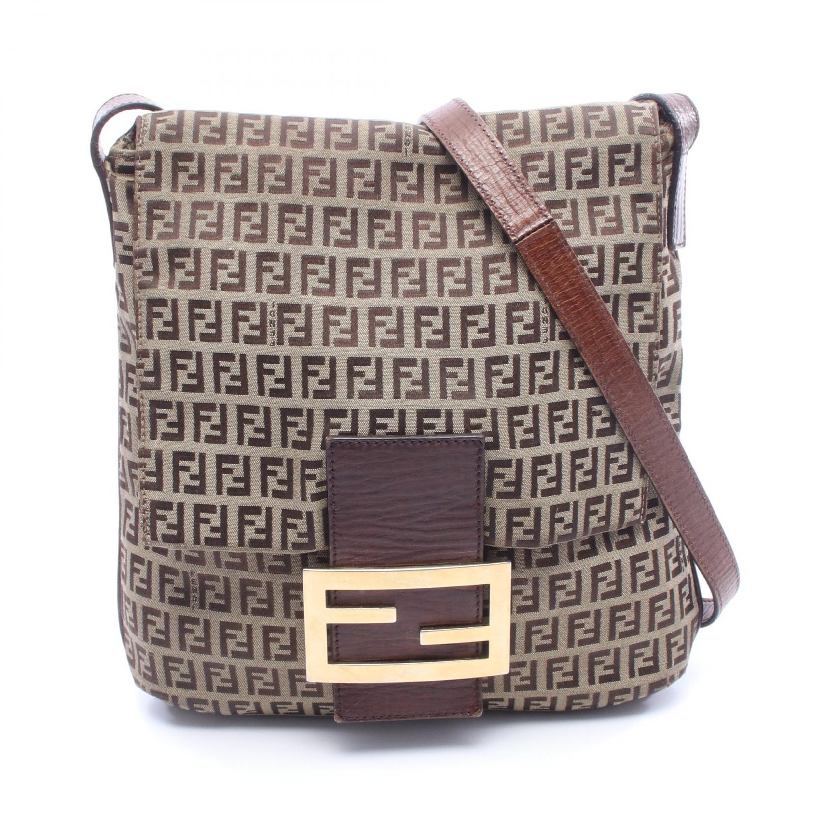 【15%OFFクーポン 7/26 9:59〆】フェンディ FENDI ズッキーノ ショルダーバッグ バッグ キャンバス レザー レディース ベージュ系 / ブラウン系 8BT127 【中古】｜Brandoff銀座