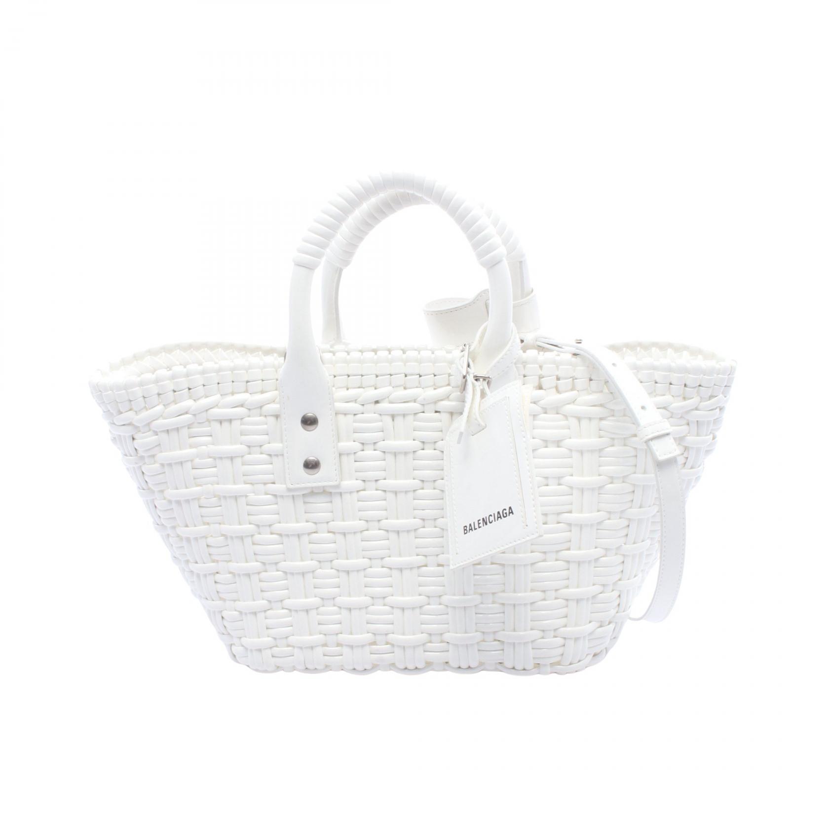 【5%OFFクーポン×ポイント5倍】バレンシアガ BALENCIAGA BISTRO XS ビストロ バスケットバッグ 2WAY トートバッグ バッグ エナメル レディース ホワイト系 671342 【中古】