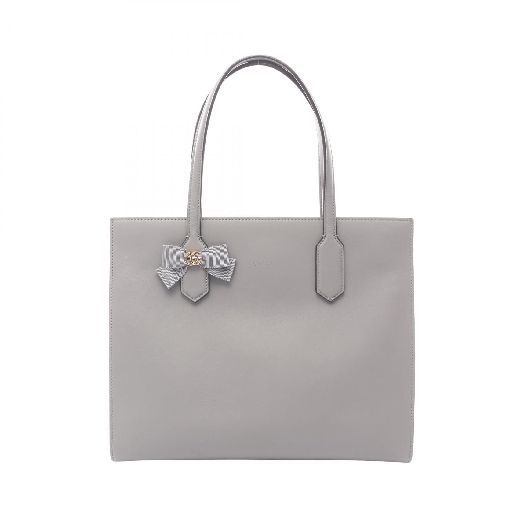 グッチ GUCCI GGリボン トートバッグ バッグ レザー レディース グレー系 440055 【中古】｜Brandoff銀座