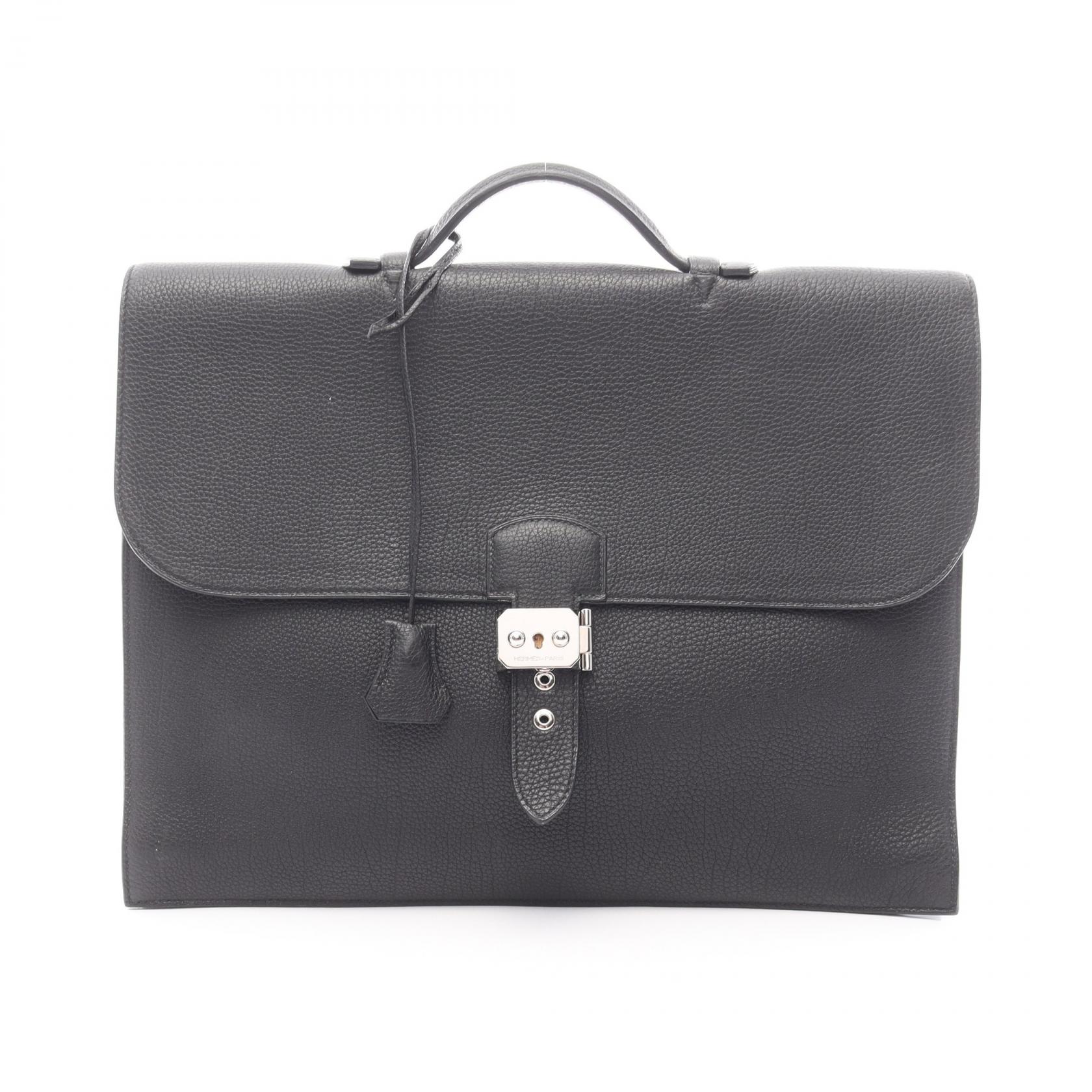 エルメス HERMES サックアデペッシュ38 ビジネスバッグ バッグ レザー トゴ メンズ ブラック系 【中古】