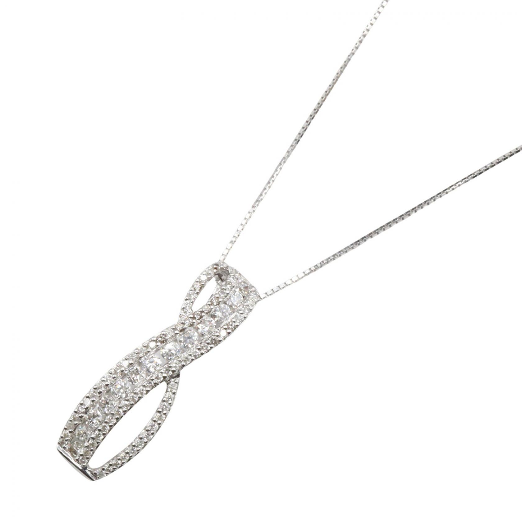 【10%OFFクーポン 7/26 9:59〆】 ジュエリー JEWELRY ダイヤモンド ネックレス ネックレス ジュエリー K18WG（ホワイトゴールド） ダイヤモンド レディース シルバー系 / クリア系 ﾀﾞｲﾔ 6.1g 【中古】｜Brandoff銀座 182,000円