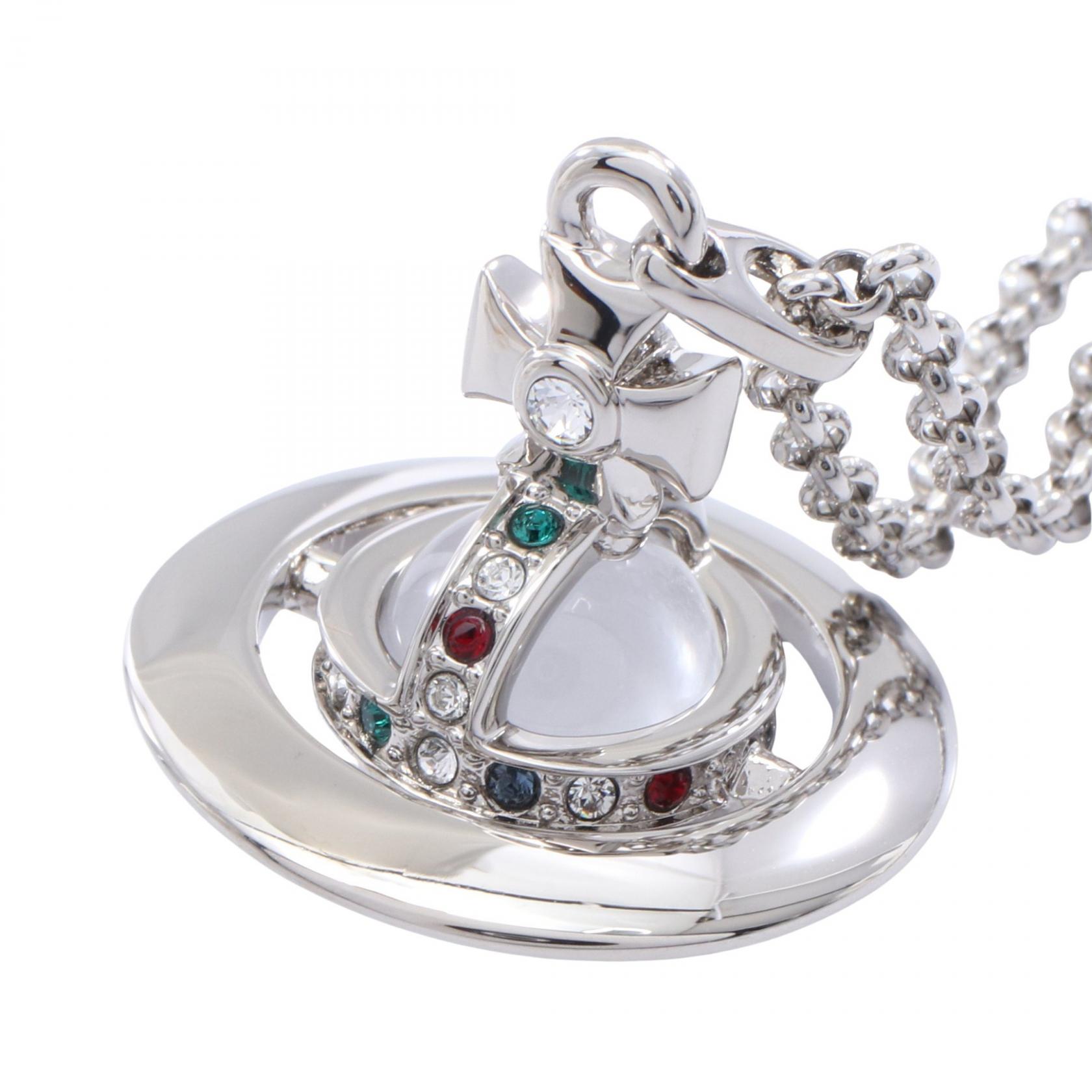 ヴィヴィアンウエストウッド Vivienne Westwood NEW TINY ORB ネックレス ジュエリー ステンレススチール ラインストーン レディース シルバー系 / マルチカラー 63020097/02P019 【新品】