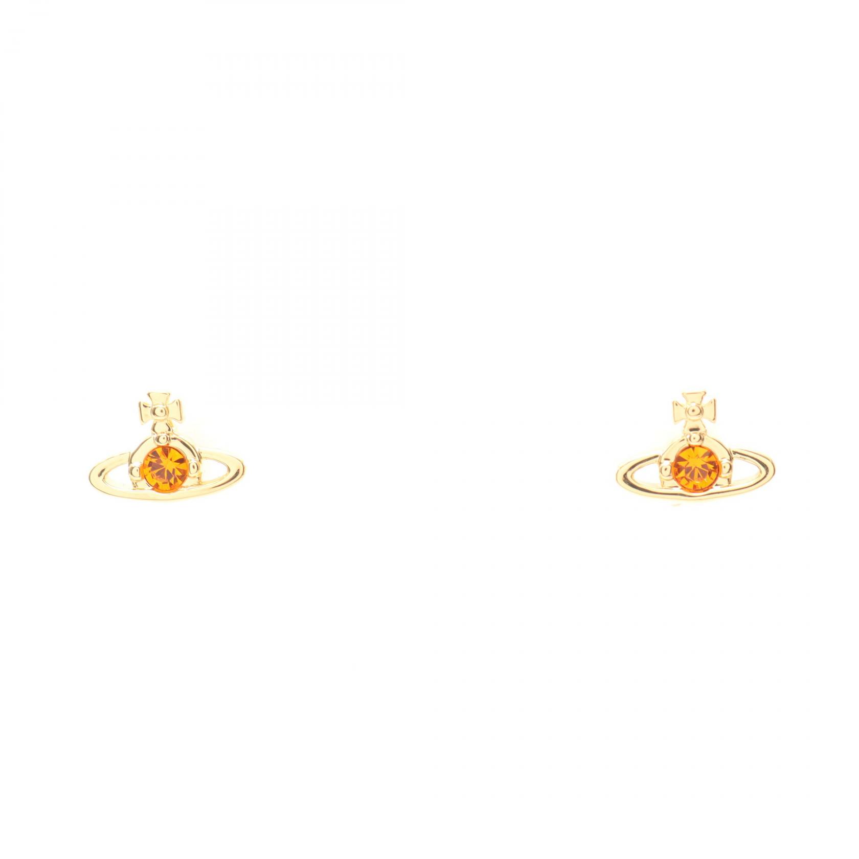 ヴィヴィアンウエストウッド Vivienne Westwood NANO SOLITAIRE オーブ ピアス ジュエリー 真鍮 シルバーメッキ ラインストーン レディース ゴールド系 / オレンジ系 62010037/02R834 【新品】｜Brandoff銀座
