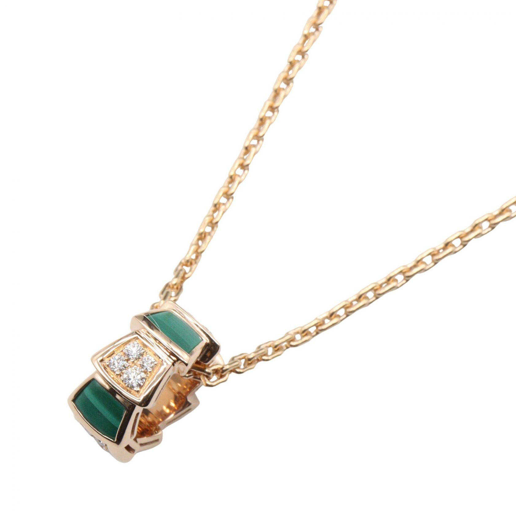 【10%OFFクーポン 7/26 9:59〆】 ブルガリ BVLGARI セルペンティ マラカイト ダイヤ ネックレス ネックレス ジュエリー K18PG（ピンクゴールド） ダイヤモンド マラカイト レディース ゴールド系 / クリア系 / グリーン系 【中古】｜Brandoff銀座