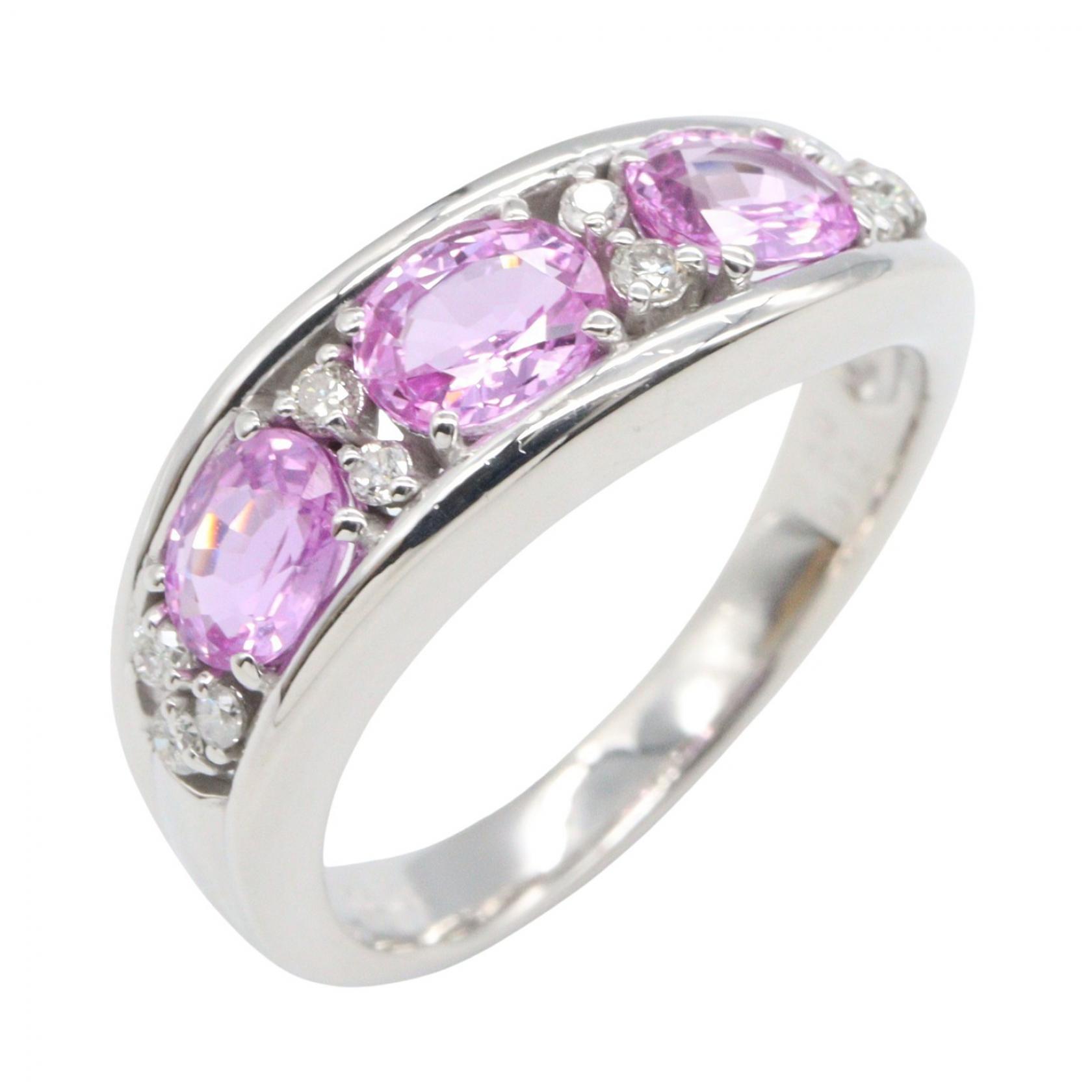 ジュエリー JEWELRY ピンクサファイア リング リング・指輪 ジュエリー K18WG（ホワイトゴールド） ダイヤモンド ピンクサファイア レディース シルバー系 / ピンク系 / クリア系 ﾋﾟﾝｸｻﾌｧｲｱ 5.9g 【中古】 137,500円