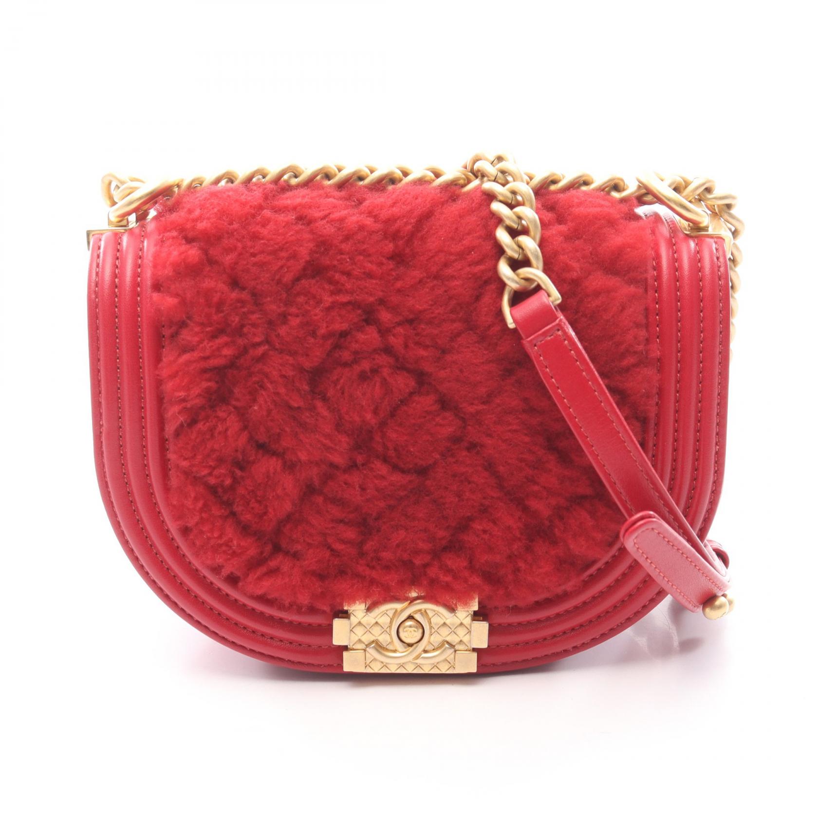 【10%OFFクーポン 7/26 9:59〆】 シャネル CHANEL ボーイシャネル スモール ショルダーバッグ バッグ レザー ボア レディース レッド系 AS3350 【中古】｜Brandoff銀座
