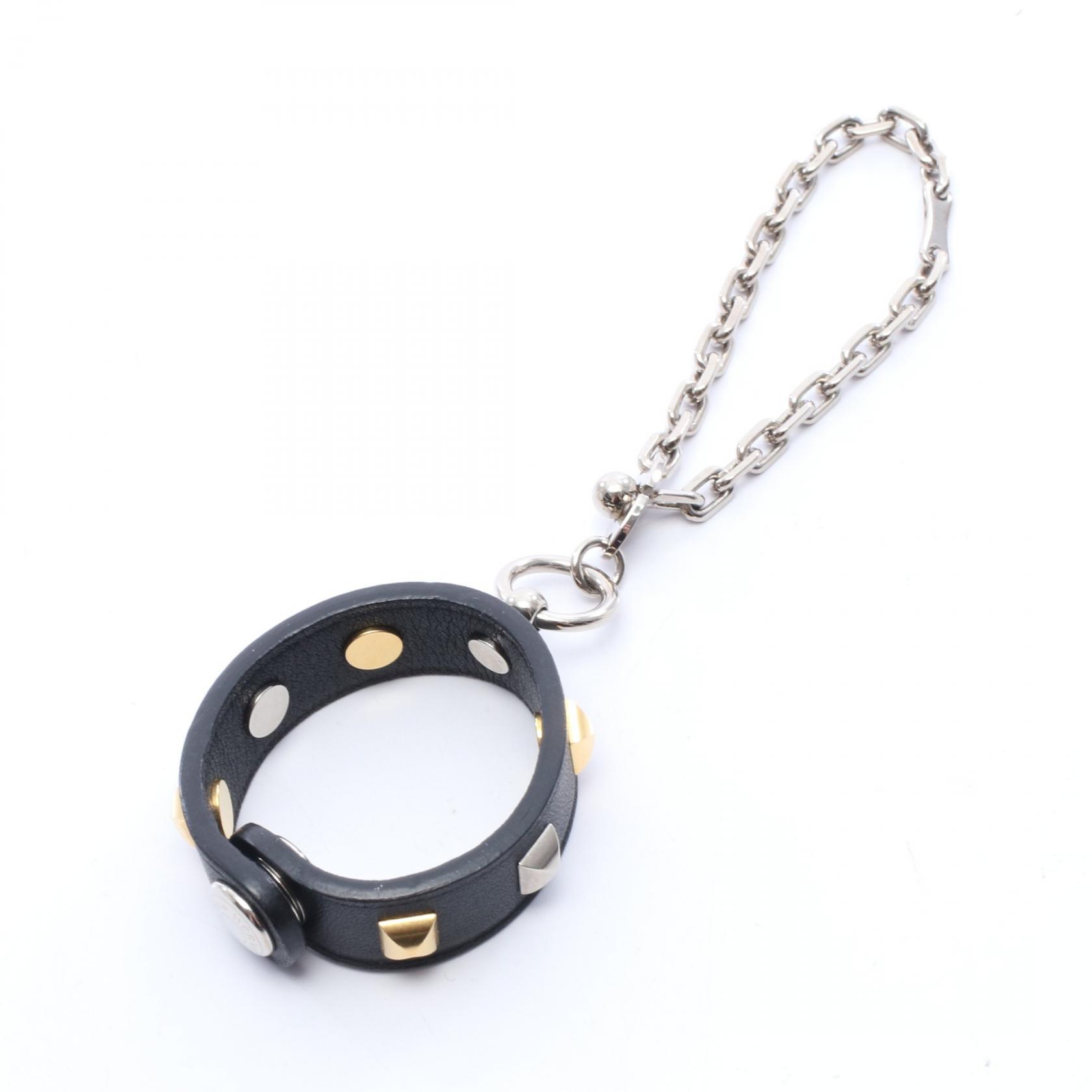 エルメス HERMES リヴァル グローブホルダー チャーム アクセサリー レザー GP（ゴールドメッキ） メタル レディース ブラック系 / シルバー系 / ゴールド系 【中古】