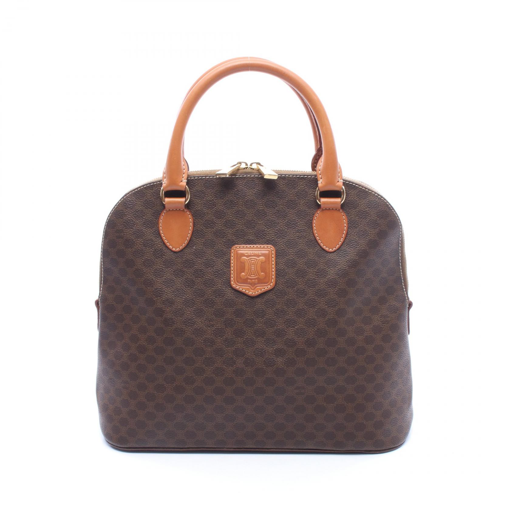 セリーヌ CELINE マカダム ハンドバッグ ハンドバッグ バッグ PVCコーティングキャンバス レザー レディース ブラウン系 【中古】