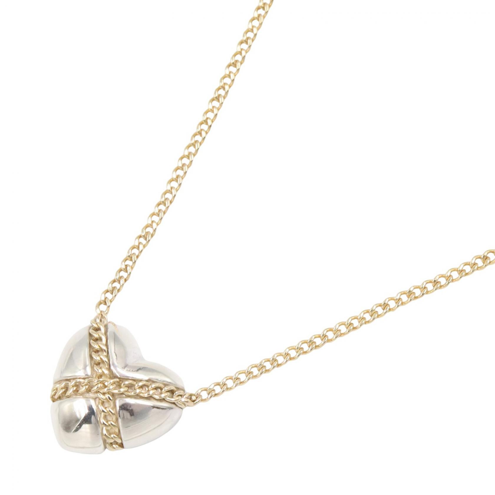 【10%OFFクーポン 7/26 9:59〆】 ティファニー TIFFANY＆CO クロスハート ネックレス ネックレス ジュエリー シルバー925 14K レディース シルバー系 / ゴールド系 【中古】｜Brandoff銀座
