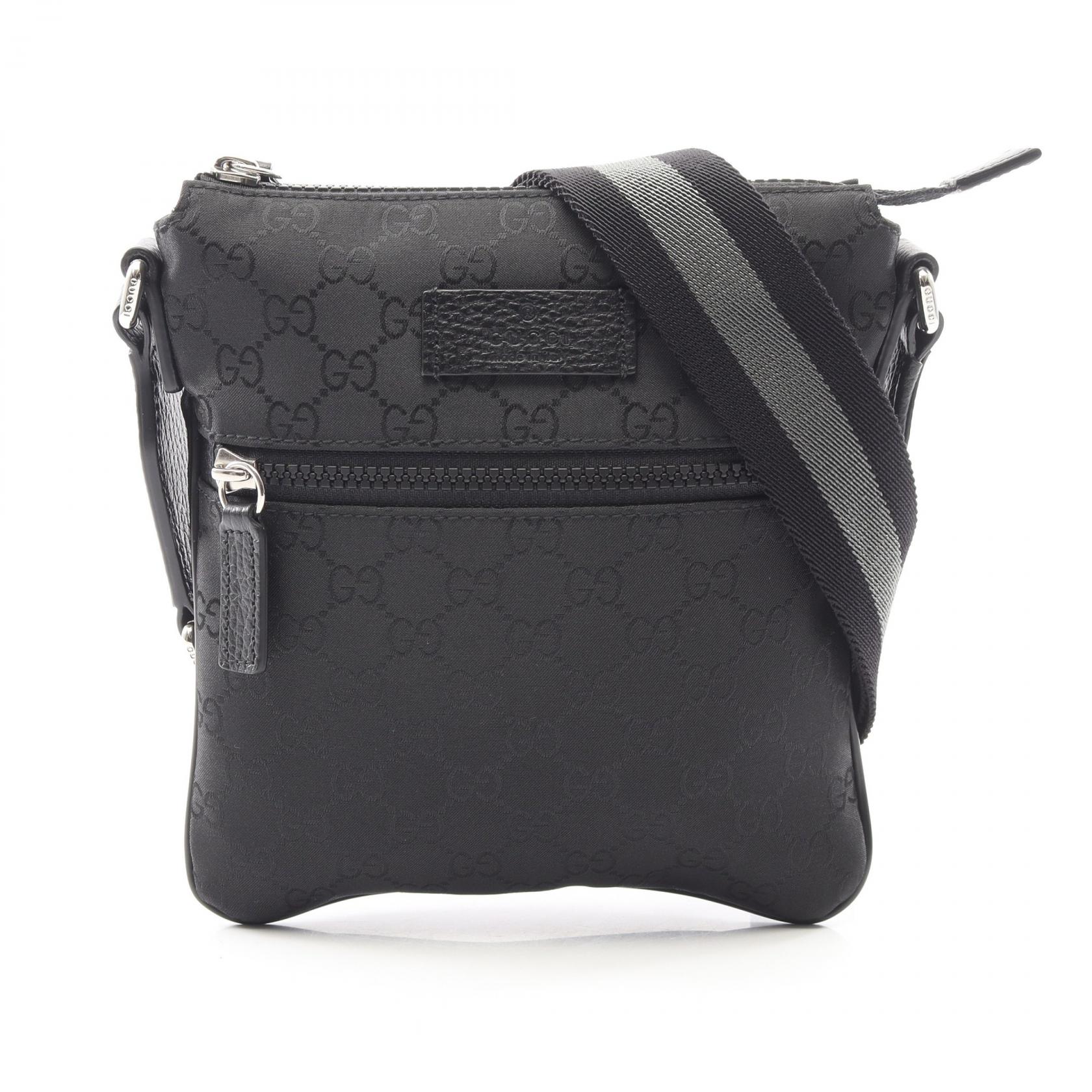 グッチ GUCCI GG柄 ショルダーバッグ バッグ ナイロン レザー メンズ レディース ブラック系 449183 【中古】