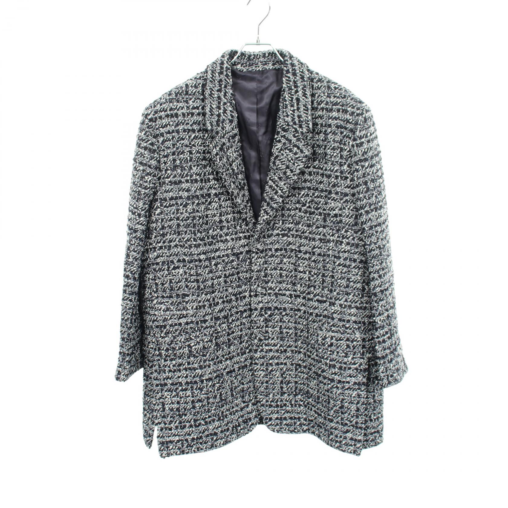 【10%OFFクーポン 7/26 9:59〆】 ディオール Dior Cannage Wool Blend Tweed Jacket ツイード 衣料品 アウター コットン レディース ネイビー系 483C253C6118 【中古】｜Brandoff銀座
