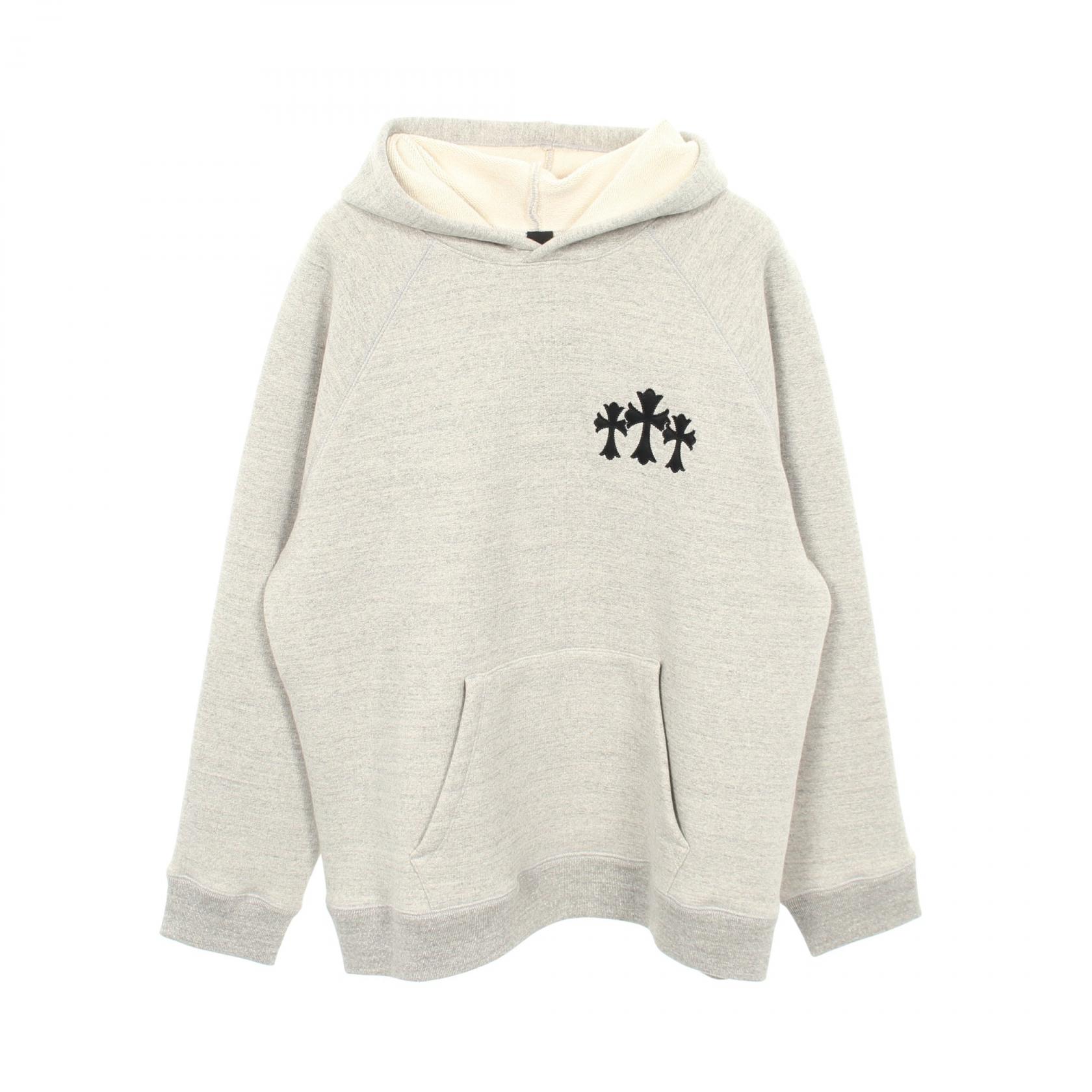 【10%OFFクーポン 7/26 9:59〆】 クロムハーツ CHROME HEARTS セメタリークロス バックロゴ パーカー 衣料品 トップス コットン メンズ グレー系 【中古】｜Brandoff銀座