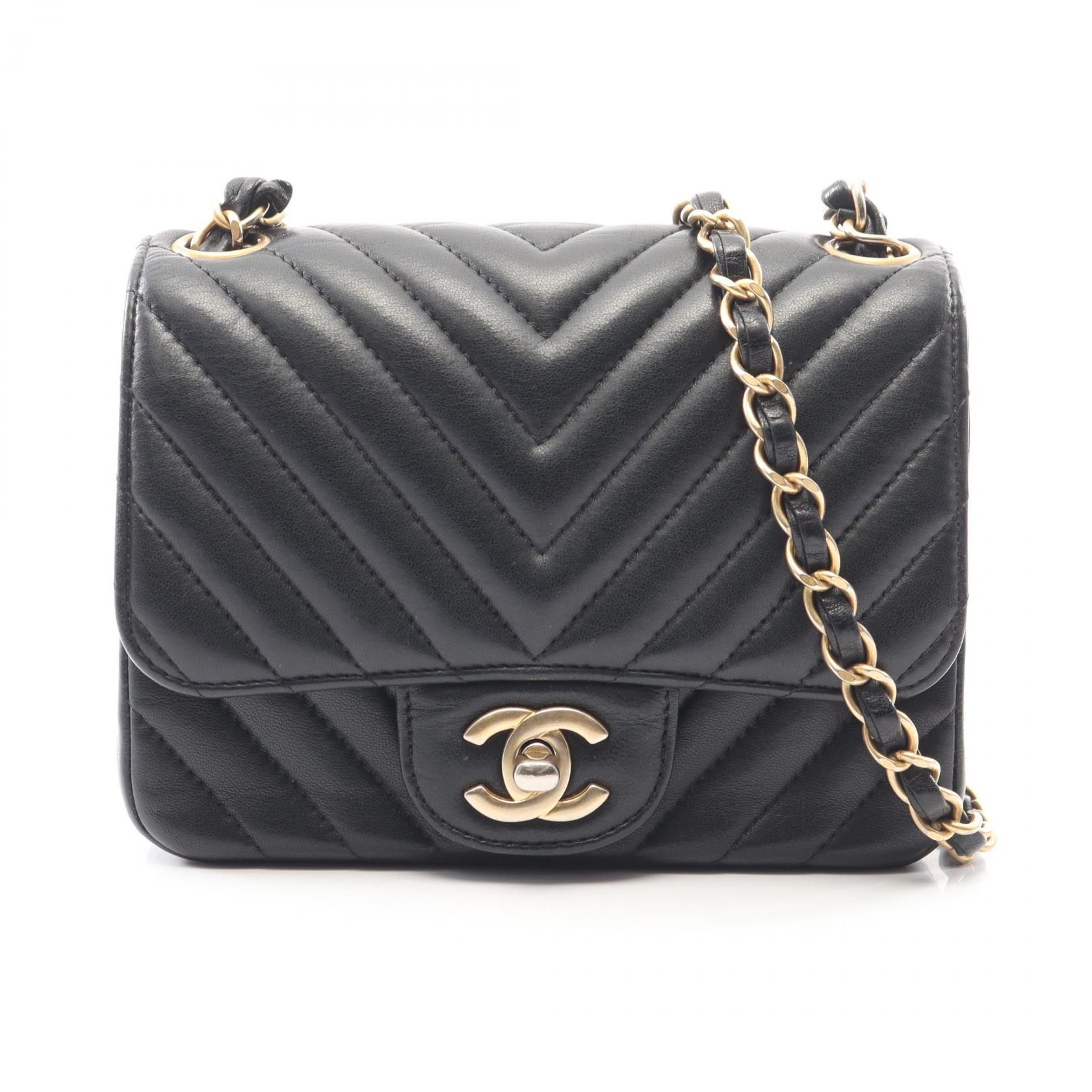 【15%OFFクーポン 7/26 9:59〆】シャネル CHANEL シェブロン Vステッチ ミニ ショルダーバッグ バッグ ラムスキン(羊革) レディース ブラック系 A35200 【中古】|Brandoff銀座