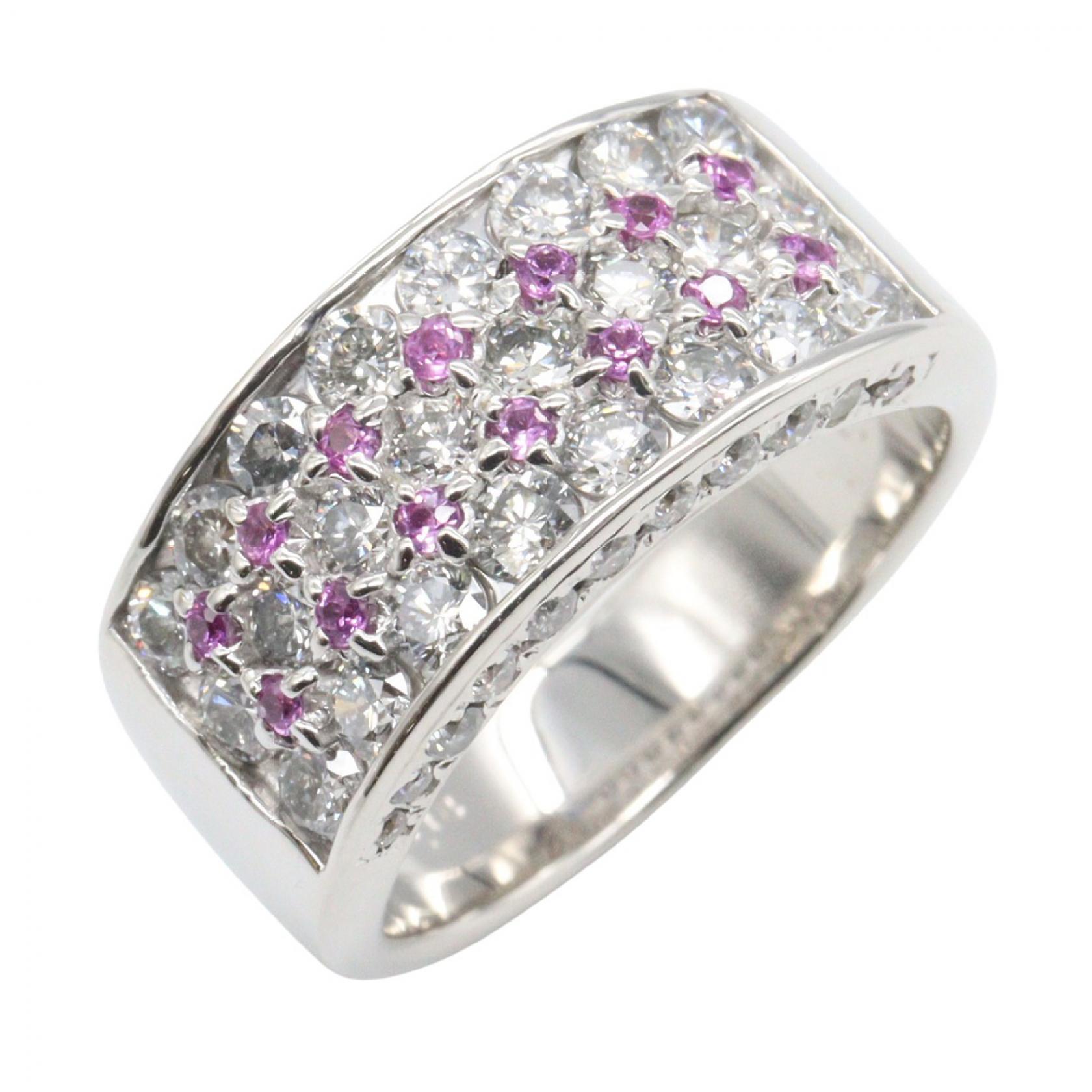 【10%OFFクーポン 7/26 9:59〆】 ジュエリー JEWELRY ピンクサファイア ダイヤモンド リング リング・指輪 ジュエリー K18WG（ホワイトゴールド） ダイヤモンド ピンクサファイア レディース シルバー系 / ピンク系 / クリア系 ﾋﾟﾝｸｻﾌｧｲｱ 8.7g 【中古】｜Brandoff銀座