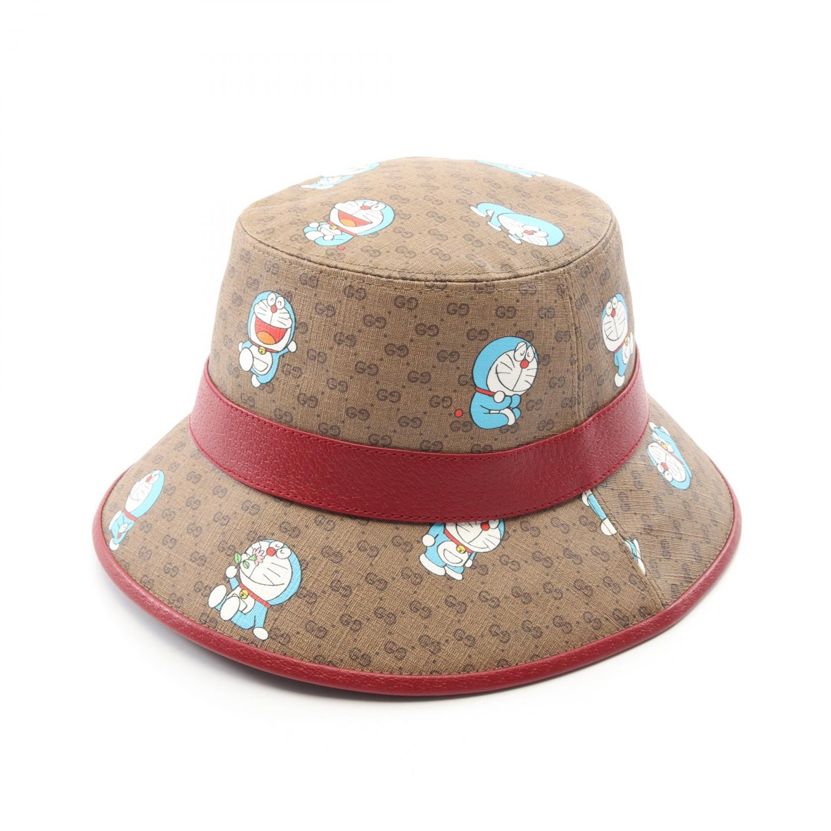 【10%OFFクーポン 7/26 9:59〆】 グッチ GUCCI GUCCI &times; ドラえもん ハット 帽子 レザー PVC レディース ブラウン系 / レッド系 / マルチカラー 648846 【中古】｜Brandoff銀座