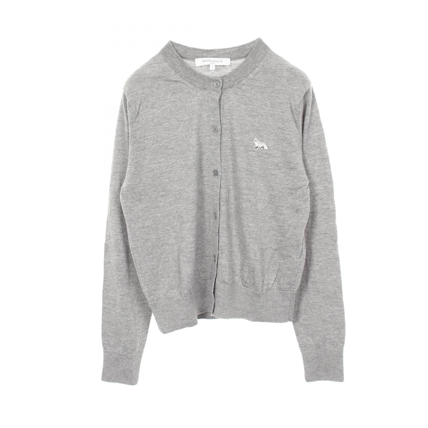 【10%OFFクーポン 7/26 9:59〆】 メゾンキツネ MAISON KITSUNE FOXパッチ レギュラー カーディガン 衣料品 トップス ウール レディース グレー系 【中古】|Brandoff銀座