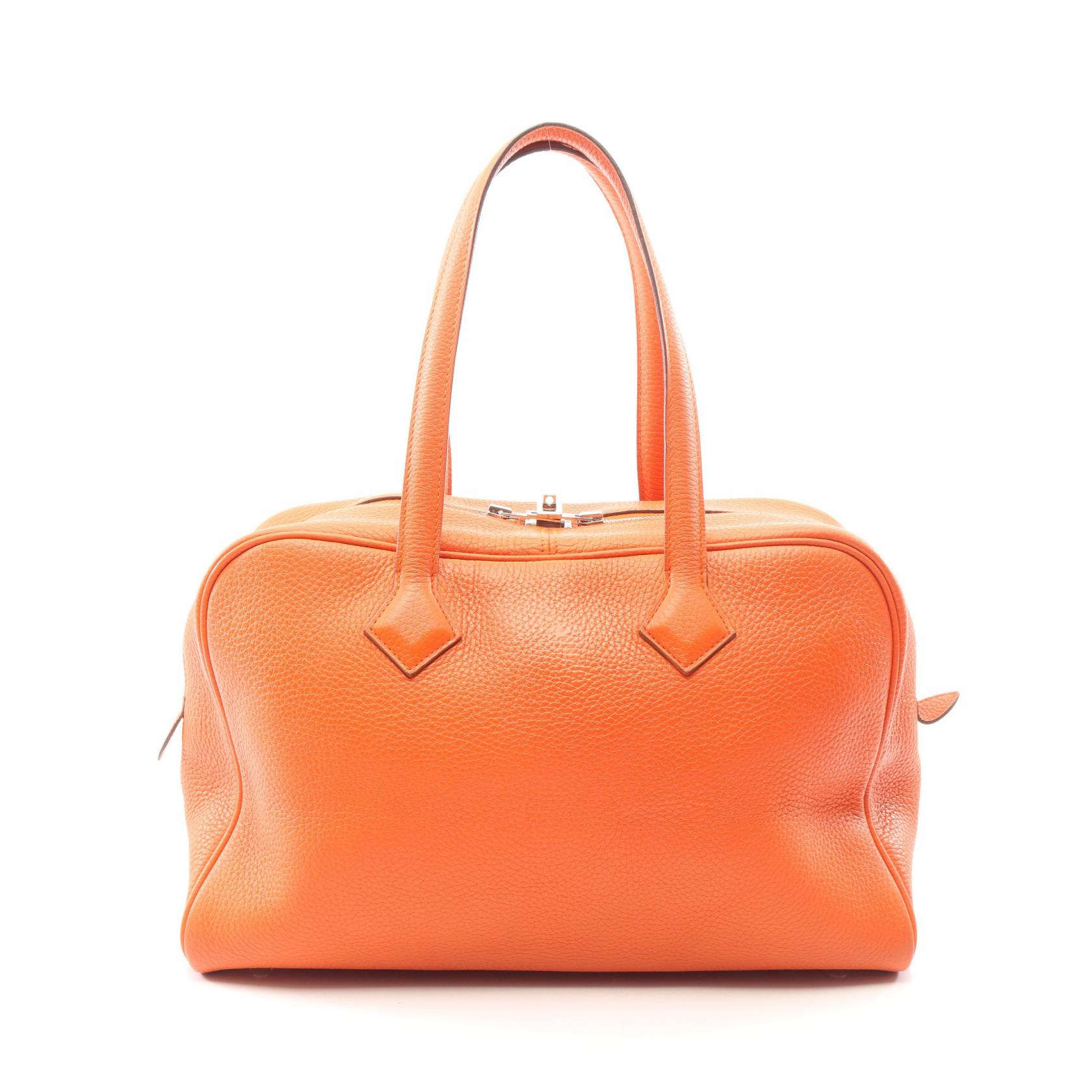 【10%OFFクーポン 7/26 9:59〆】 エルメス HERMES ヴィクトリア35 ハンドバッグ バッグ レザー トリヨンクレマンス トリヨンクレマンス レディース オレンジ系 【中古】｜Brandoff銀座