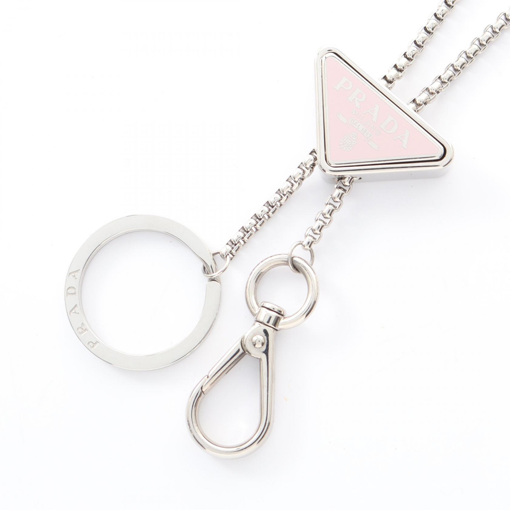【10%OFFクーポン 7/26 9:59〆】 プラダ PRADA キーチェーン ネックレス ジュエリー ステンレススチール レディース シルバー系 【中古】｜Brandoff銀座