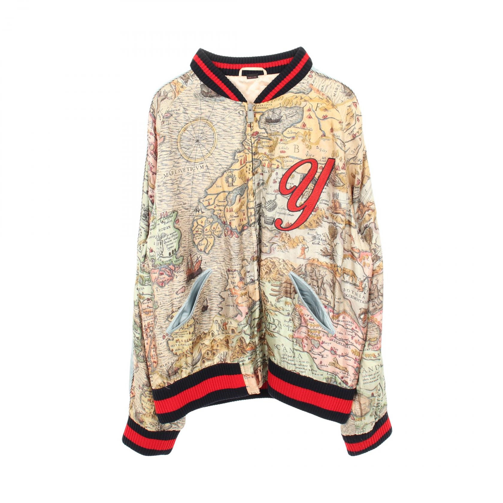 グッチ GUCCI GUCCI DIY 地図柄 オーダーメイド ブルゾン 衣料品 アウター シルク メンズ マルチカラー 【中古】｜Brandoff銀座