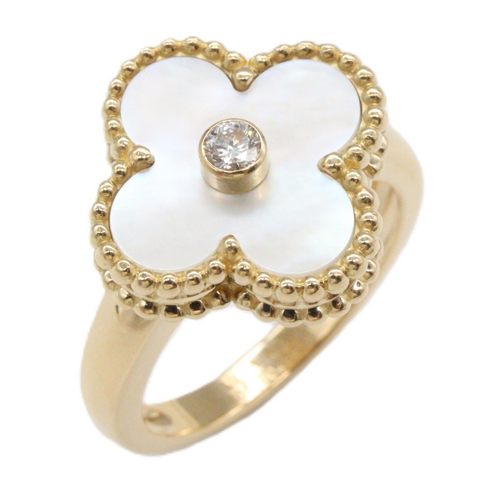 【10%OFFクーポン 7/26 9:59〆】 ヴァンクリーフ＆アーペル Van Cleef & Arpels ヴィンテージアルハンブラ 1PD リング リング・指輪 ジュエリー K18（イエローゴールド） ダイヤモンド マザーオブパール レディース ゴールド系 / ホワイト系 / クリア系 【中古】｜Brandoff銀座 265,500円