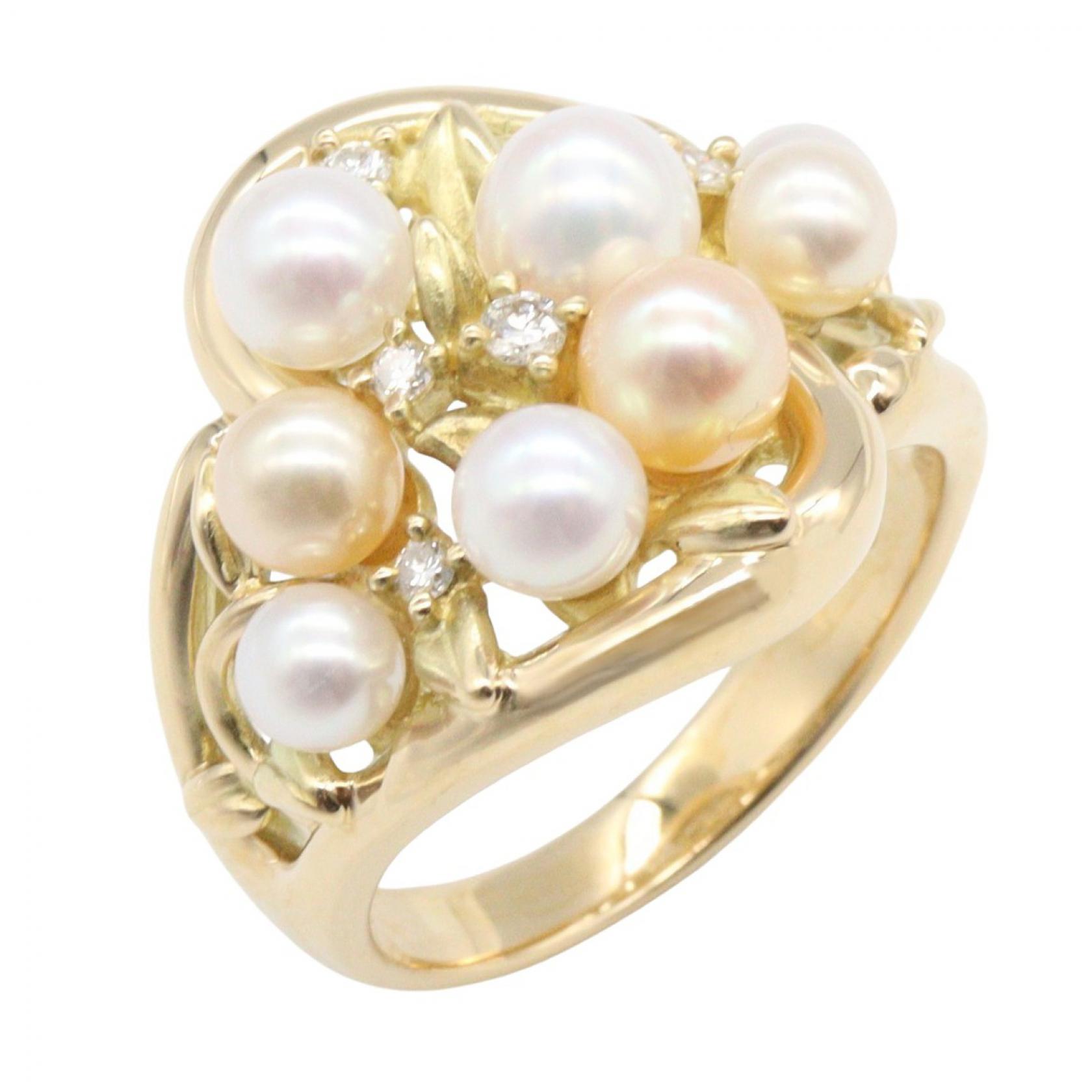 【10%OFFクーポン 7/26 9:59〆】 タサキ TASAKI パール リング リング・指輪 ジュエリー K18（イエローゴールド） ダイヤモンド パール レディース ゴールド系 / ホワイト系 / クリア系 【中古】｜Brandoff銀座