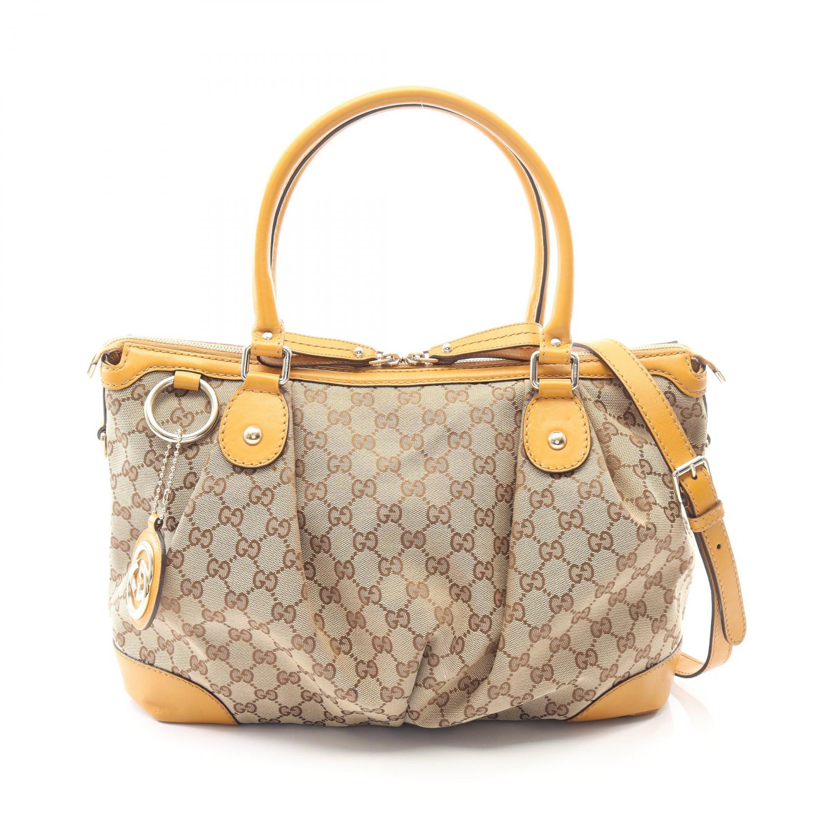 グッチ GUCCI スーキー GGキャンバス 2WAY ハンドバッグ バッグ キャンバス レザー レディース ベージュ系 / ブラウン系 285730 【中古】｜Brandoff銀座