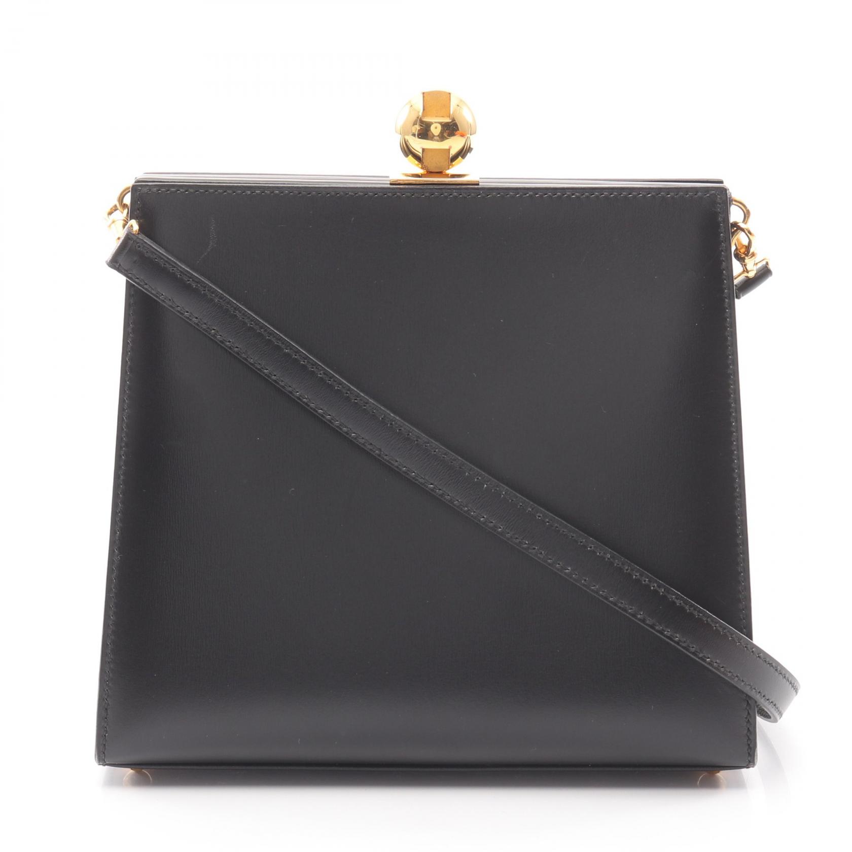 【15%OFFクーポン 7/26 9:59〆】エルメス HERMES ヴィンテージ ショルダーバッグ バッグ カーフ（牛革） ボックスカーフ レディース ブラック系 【中古】｜Brandoff銀座 297,000円