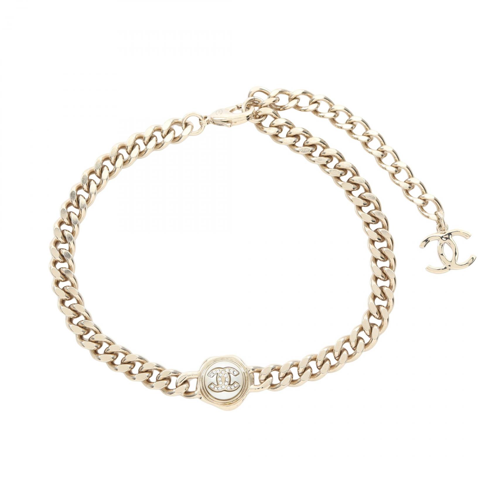 【10%OFFクーポン 7/26 9:59〆】 シャネル CHANEL ココマーク チョーカー アクセサリー GP（ゴールドメッキ） フェイクパール / ラインストーン レディース ゴールド系 / ホワイト系 / クリア系 AB8244 【中古】｜Brandoff銀座
