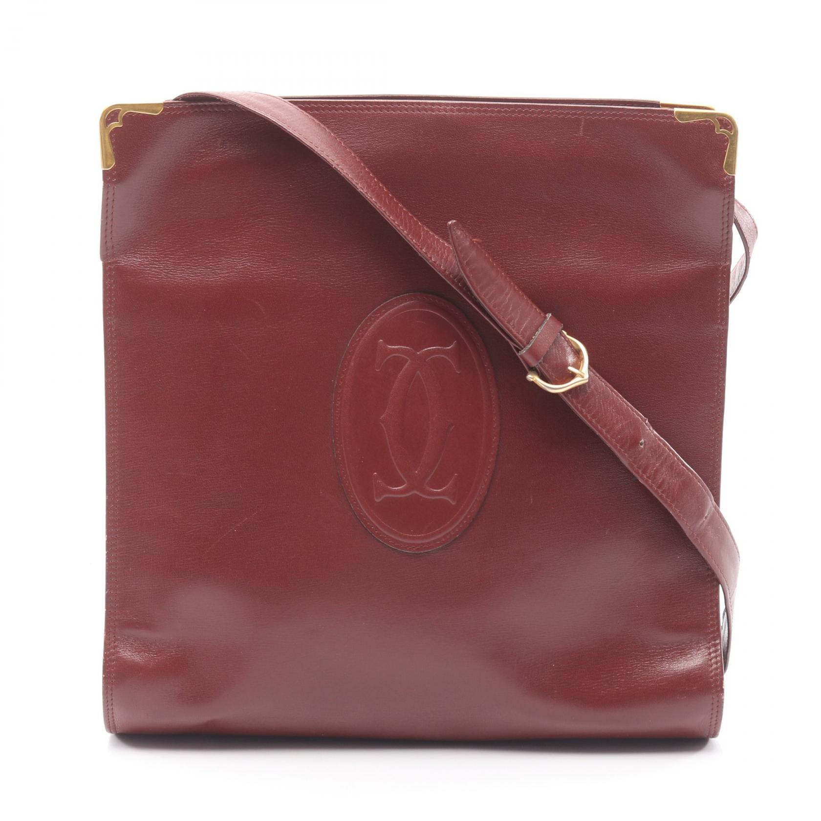 【20%OFFクーポン 7/26 9:59〆】カルティエ CARTIER マストライン ショルダーバッグ バッグ レザー レディース ボルドー系 【中古】|Brandoff銀座