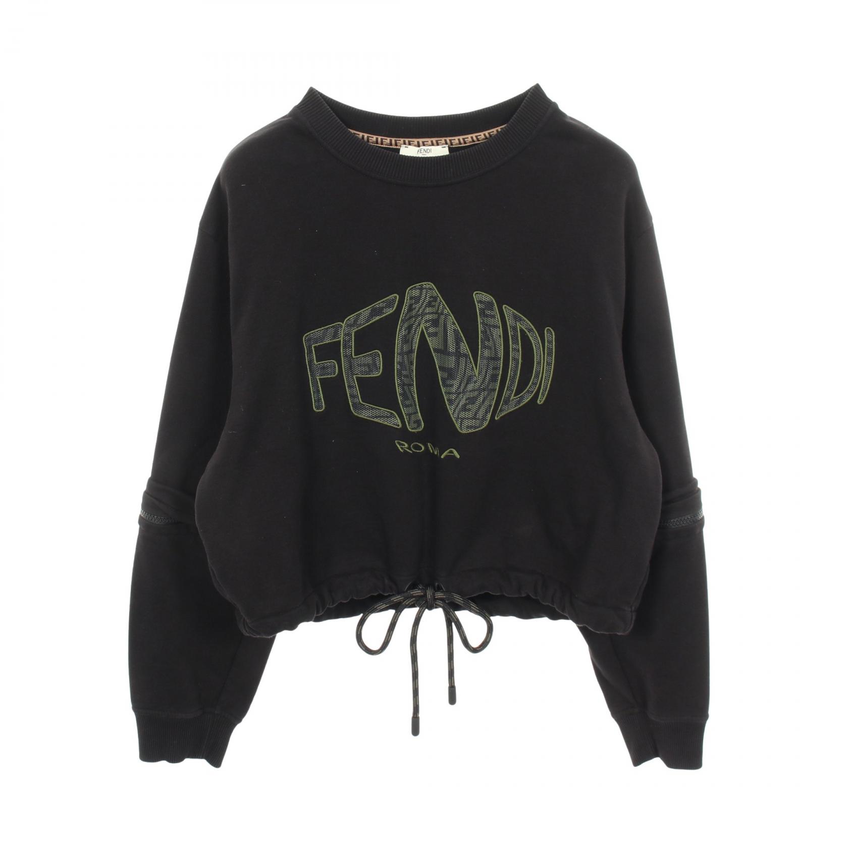 フェンディ FENDI フィッシュアイ クロップド スウェット 衣料品 トップス コットン レディース ブラック系 / グリーン系 【中古】｜Brandoff銀座