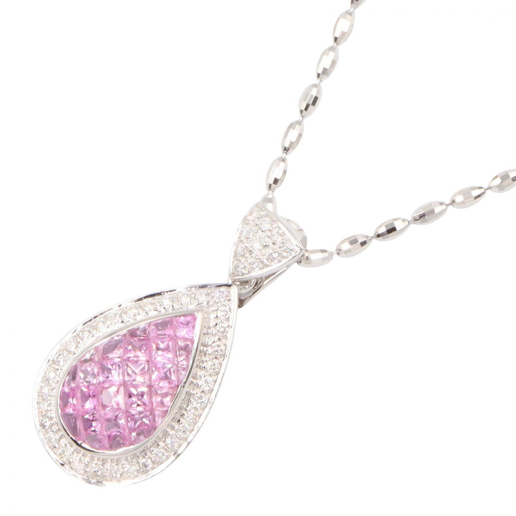 【10%OFFクーポン 7/26 9:59〆】 ジュエリー JEWELRY ピンクサファイア ダイヤモンド ネックレス ネックレス ジュエリー K18WG(ホワイトゴールド) ダイヤモンド ピンクサファイア レディース シルバー系 / ピンク系 / クリア系 ピンクサファイア 17.7g 【中古】|Brandoff銀座